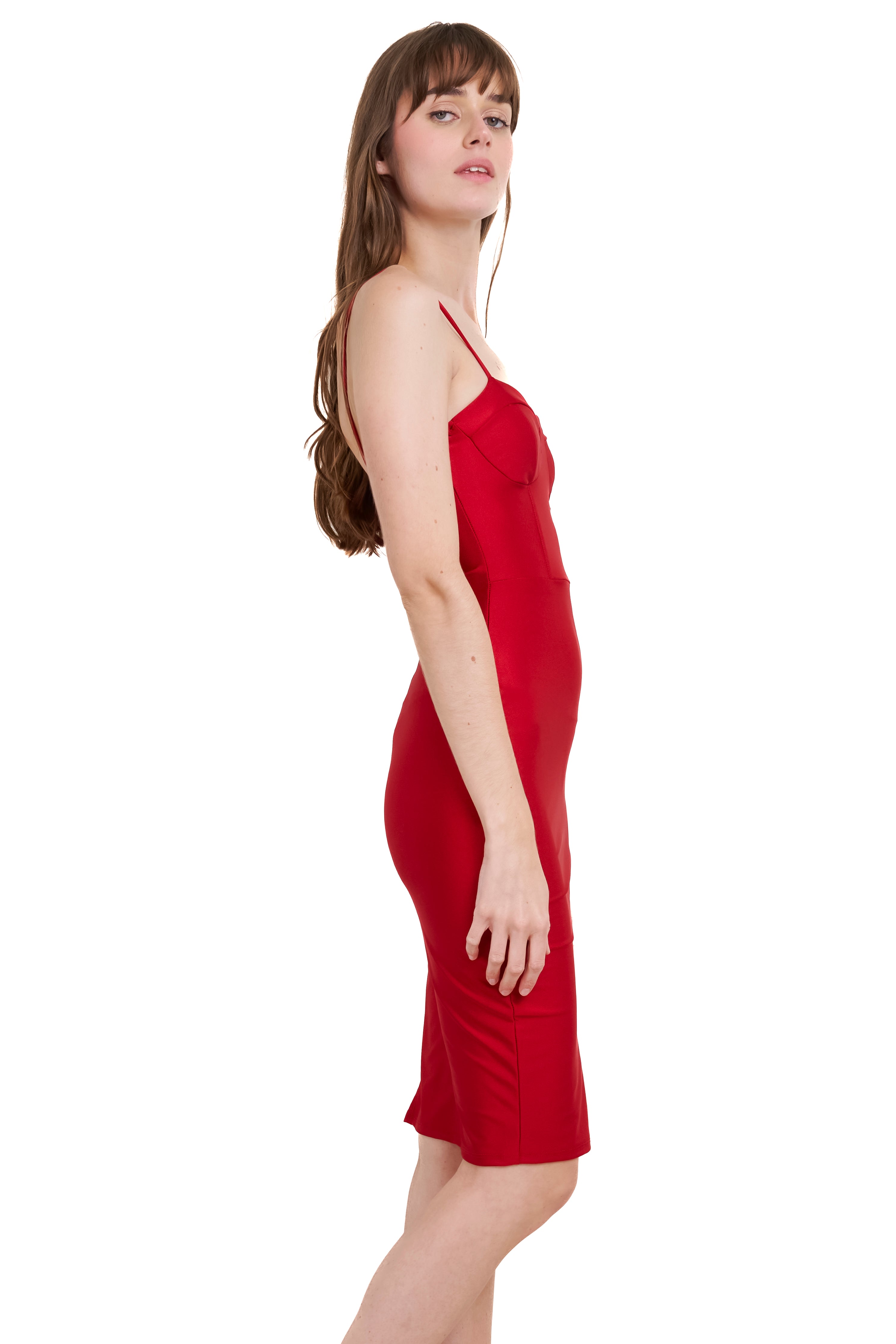 Vestido mini corset abertura ROJO