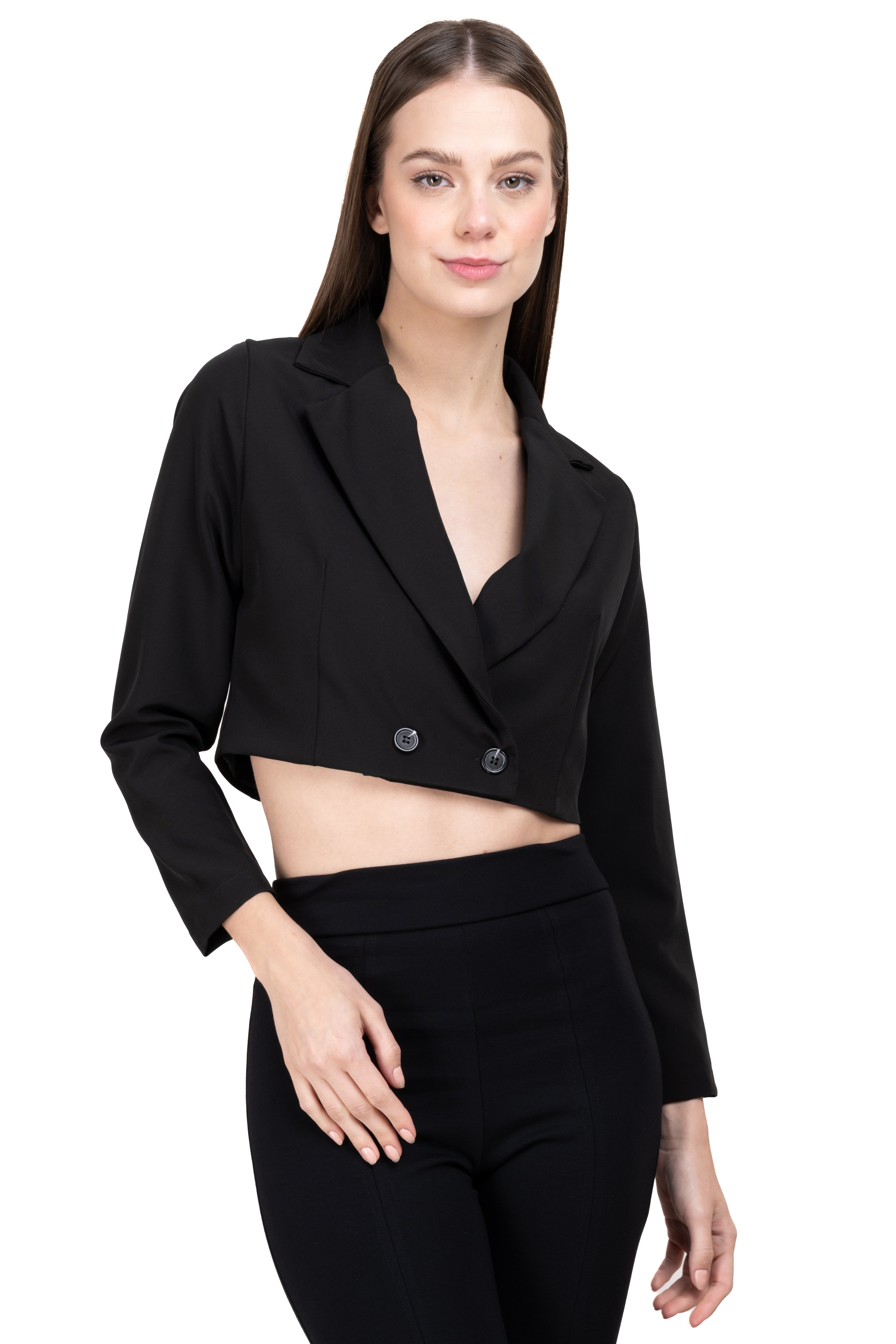 Saco crop solapa NEGRO