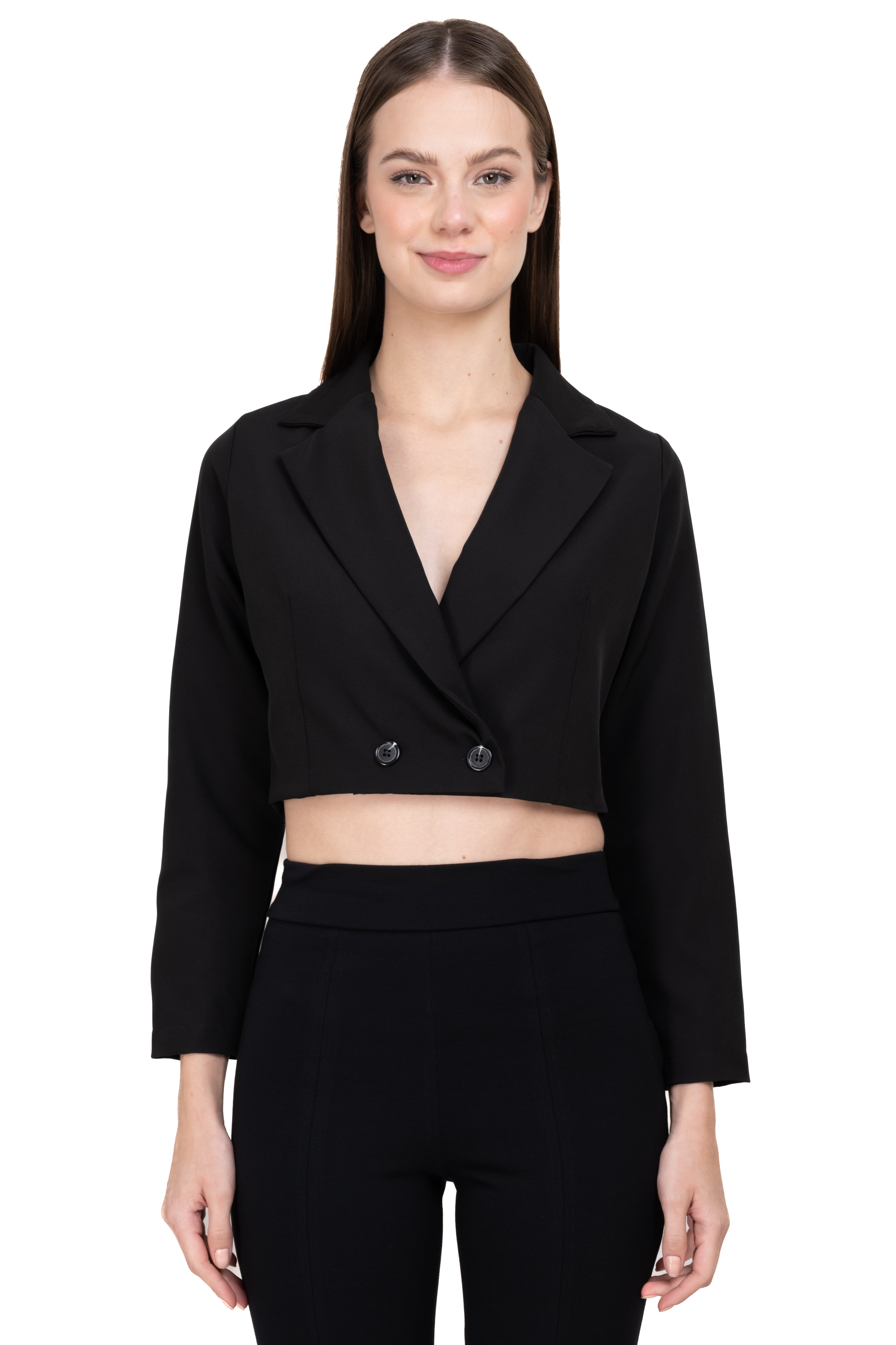 Saco crop solapa NEGRO