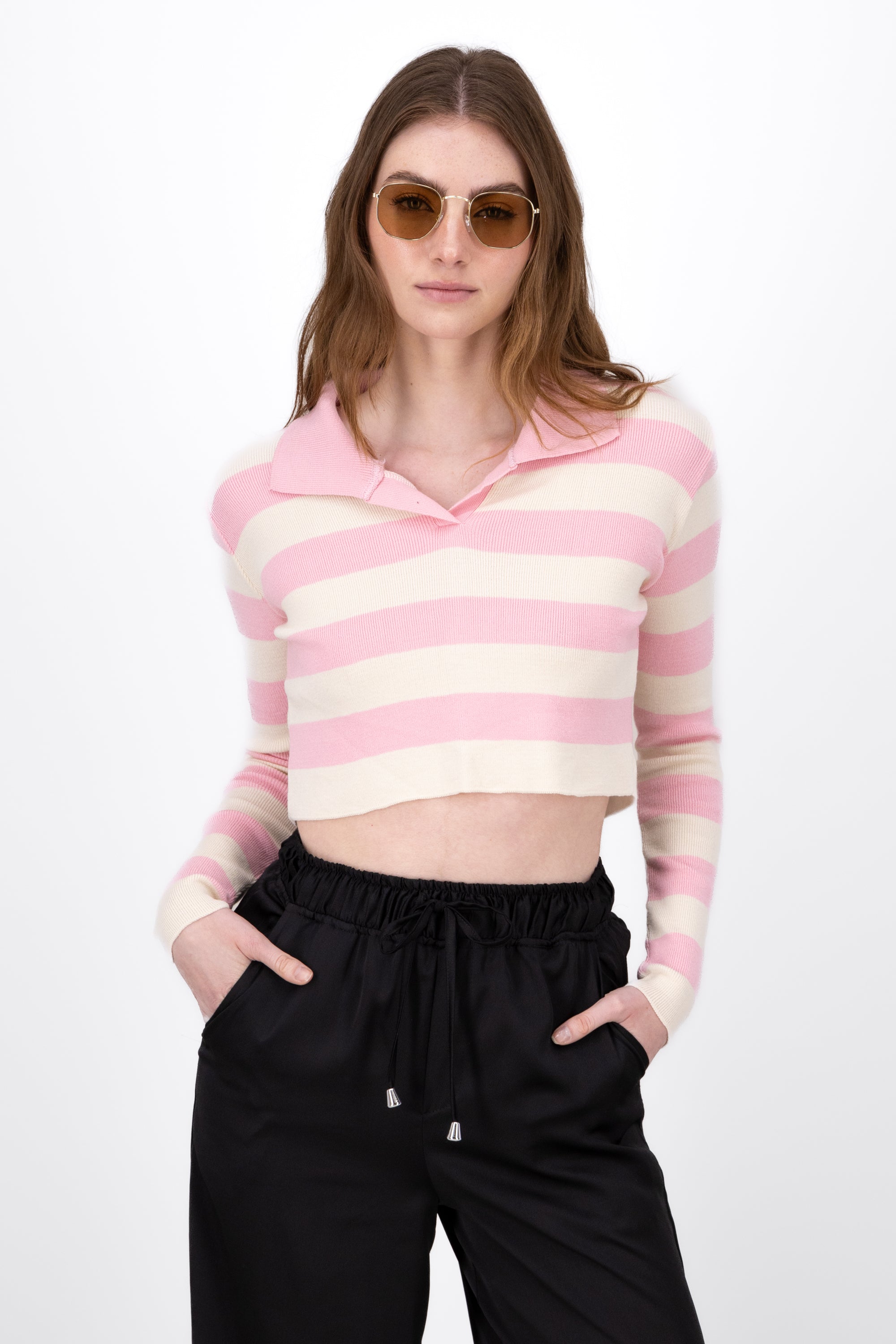 Long sleeve nose stripes with Hypsters neck Rosa Combo