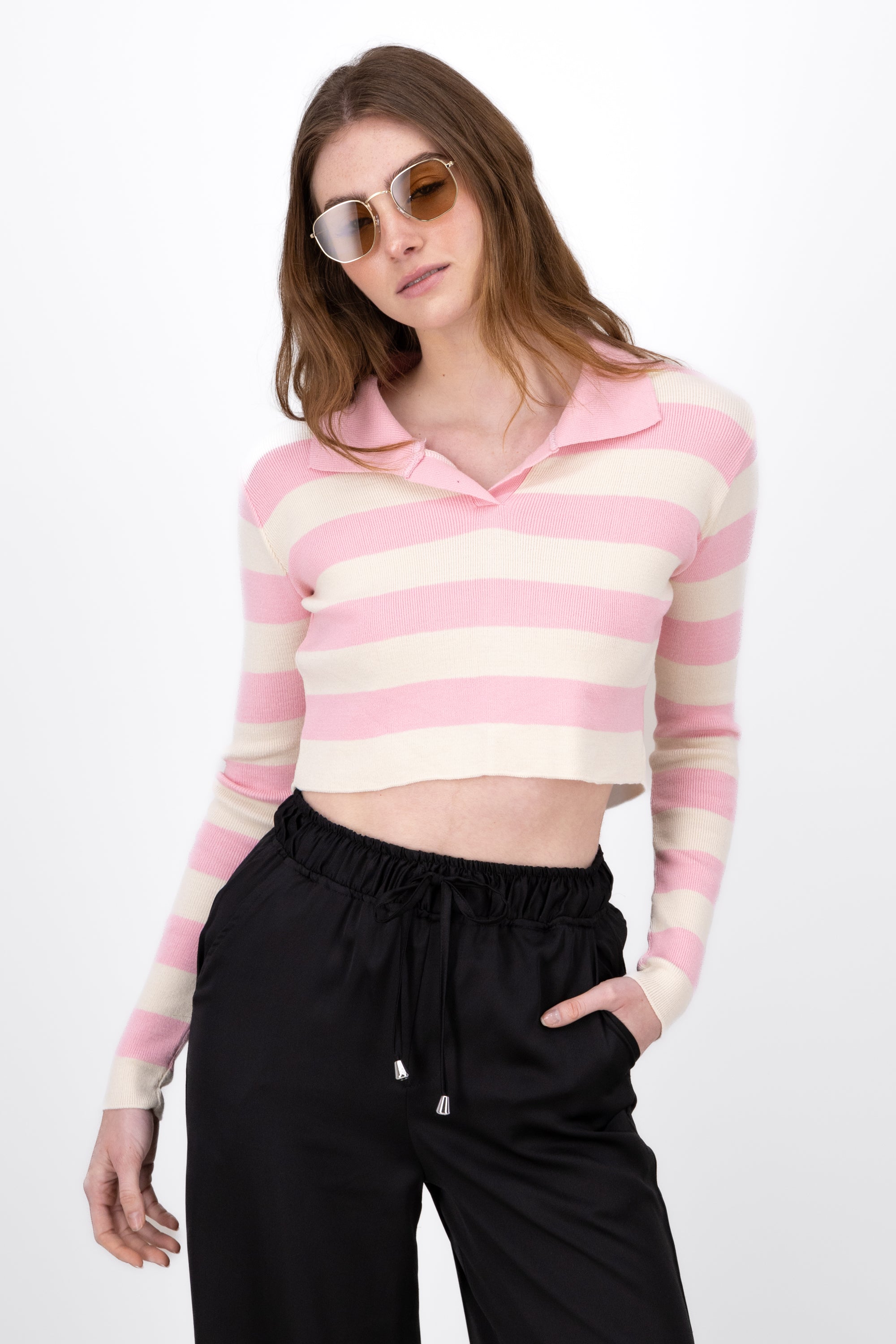 Long sleeve nose stripes with Hypsters neck Rosa Combo