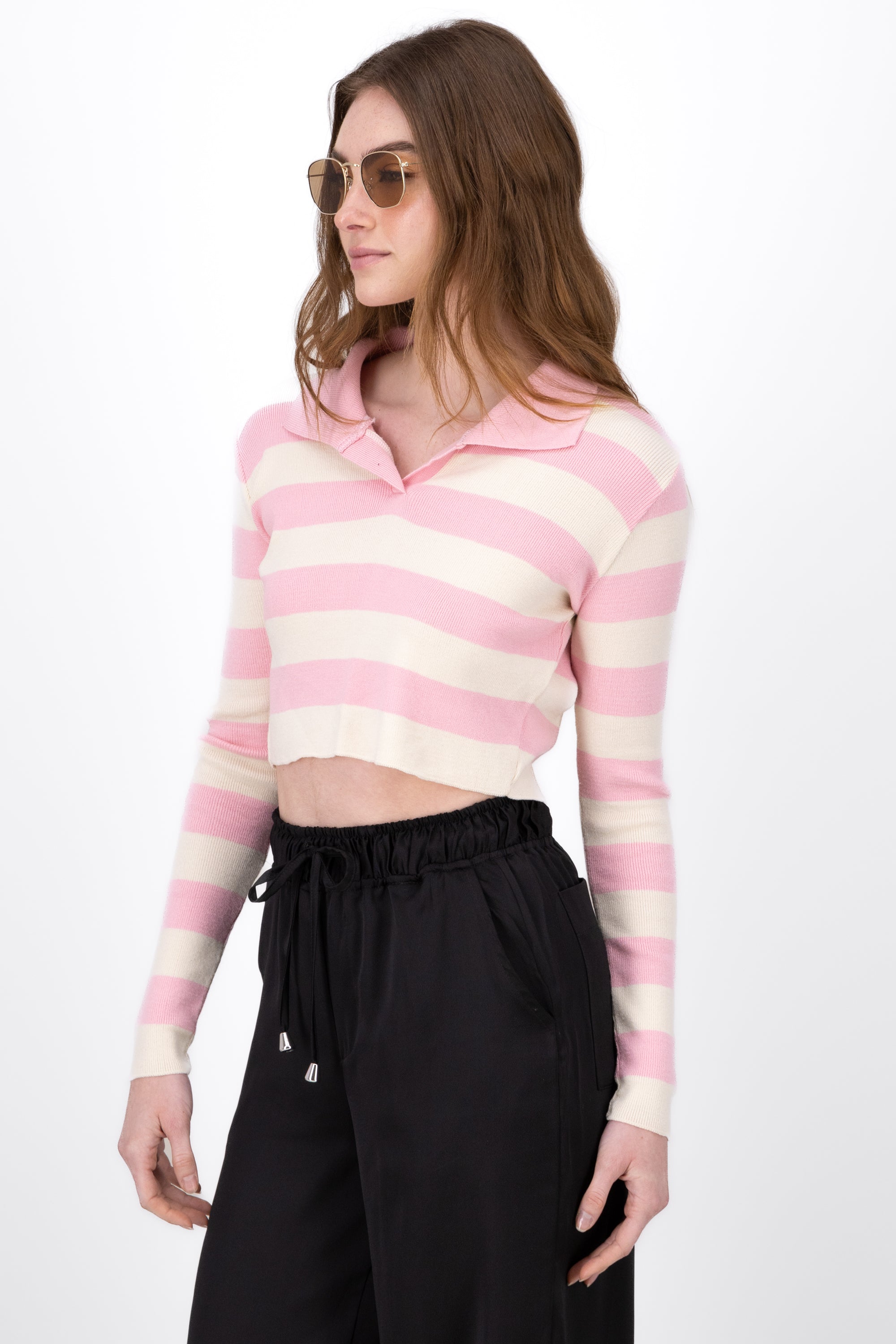 Long sleeve nose stripes with Hypsters neck Rosa Combo