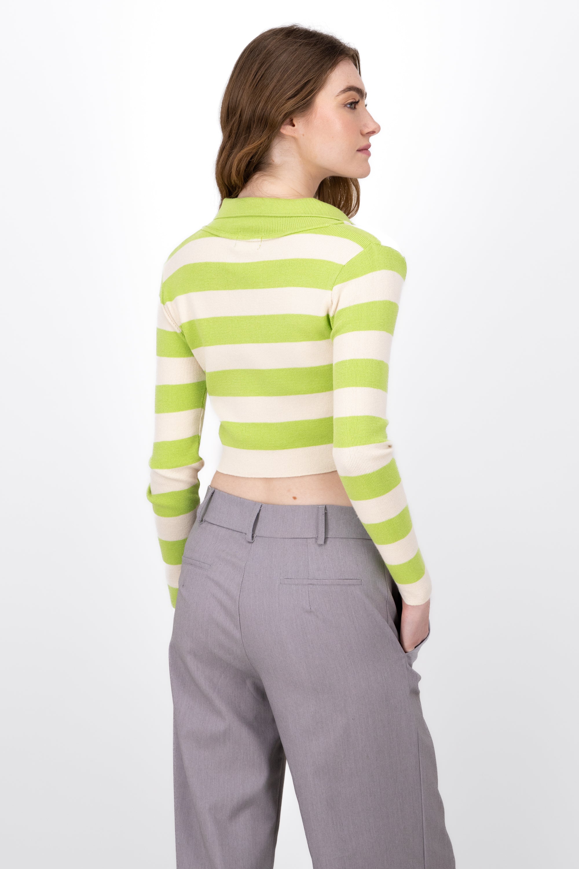 Long sleeve nose stripes with Hypsters neck Lima green