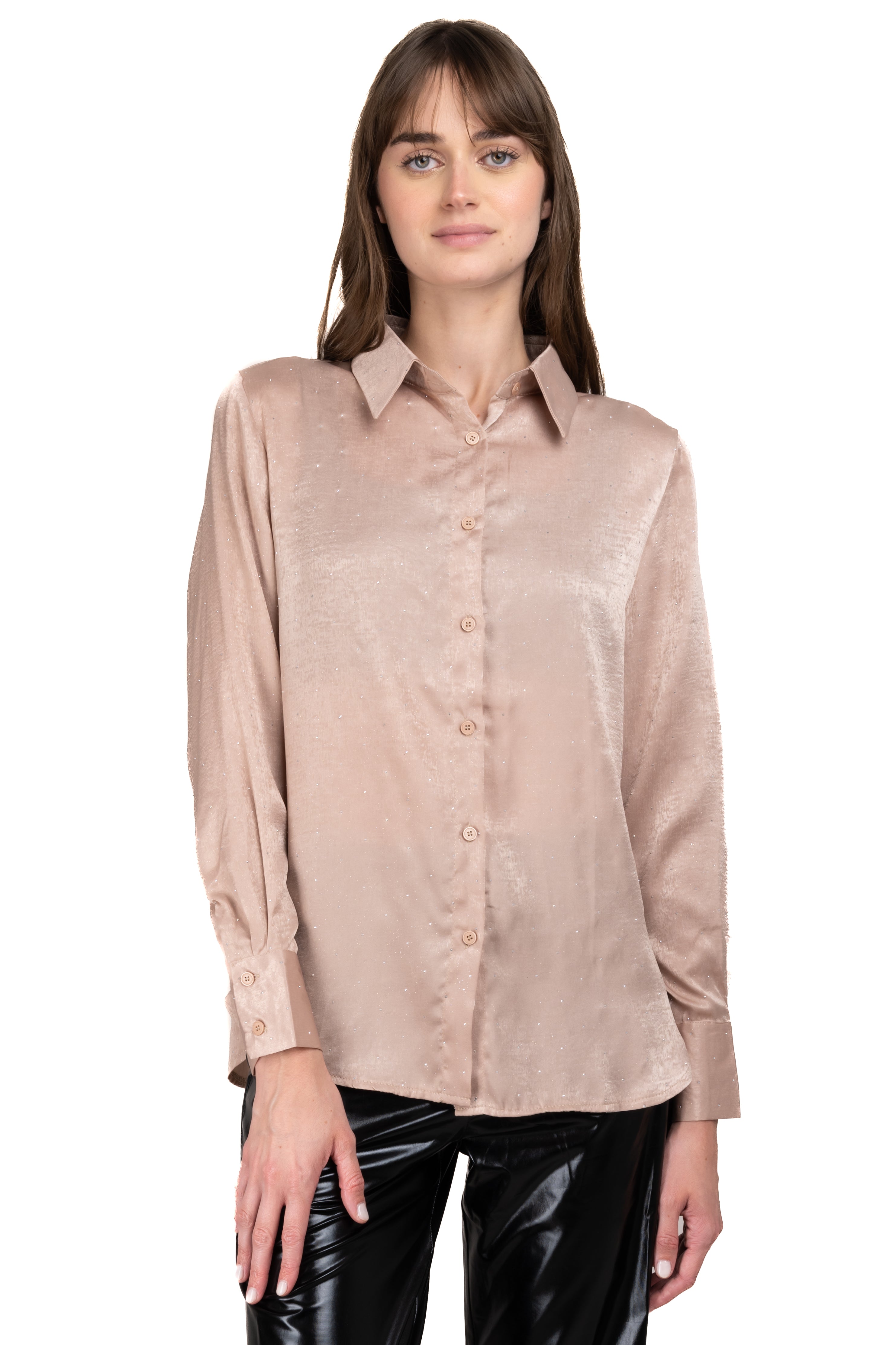 Satinated shine shirt BEIGE