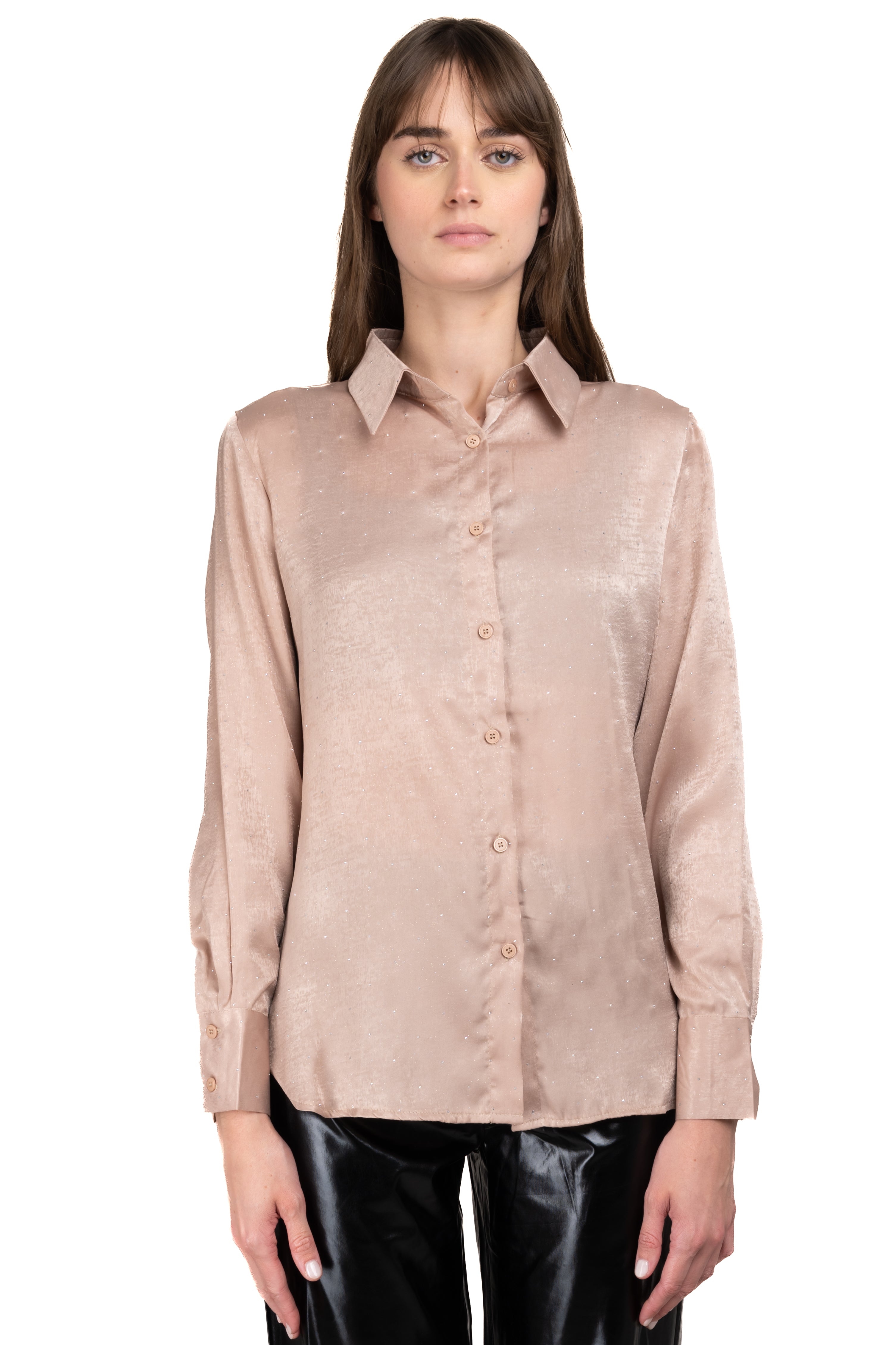 Satinated shine shirt BEIGE