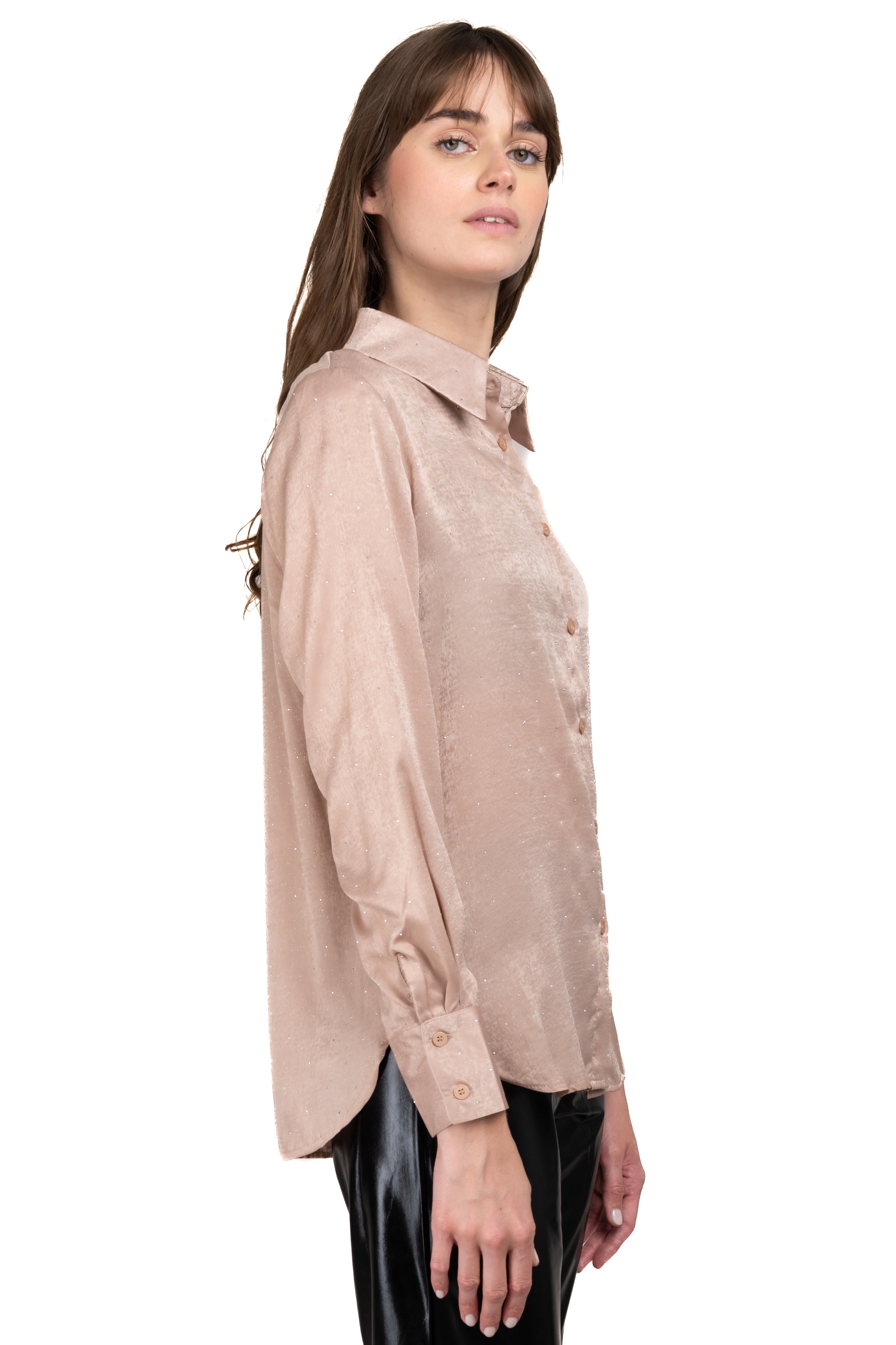 Satinated shine shirt BEIGE