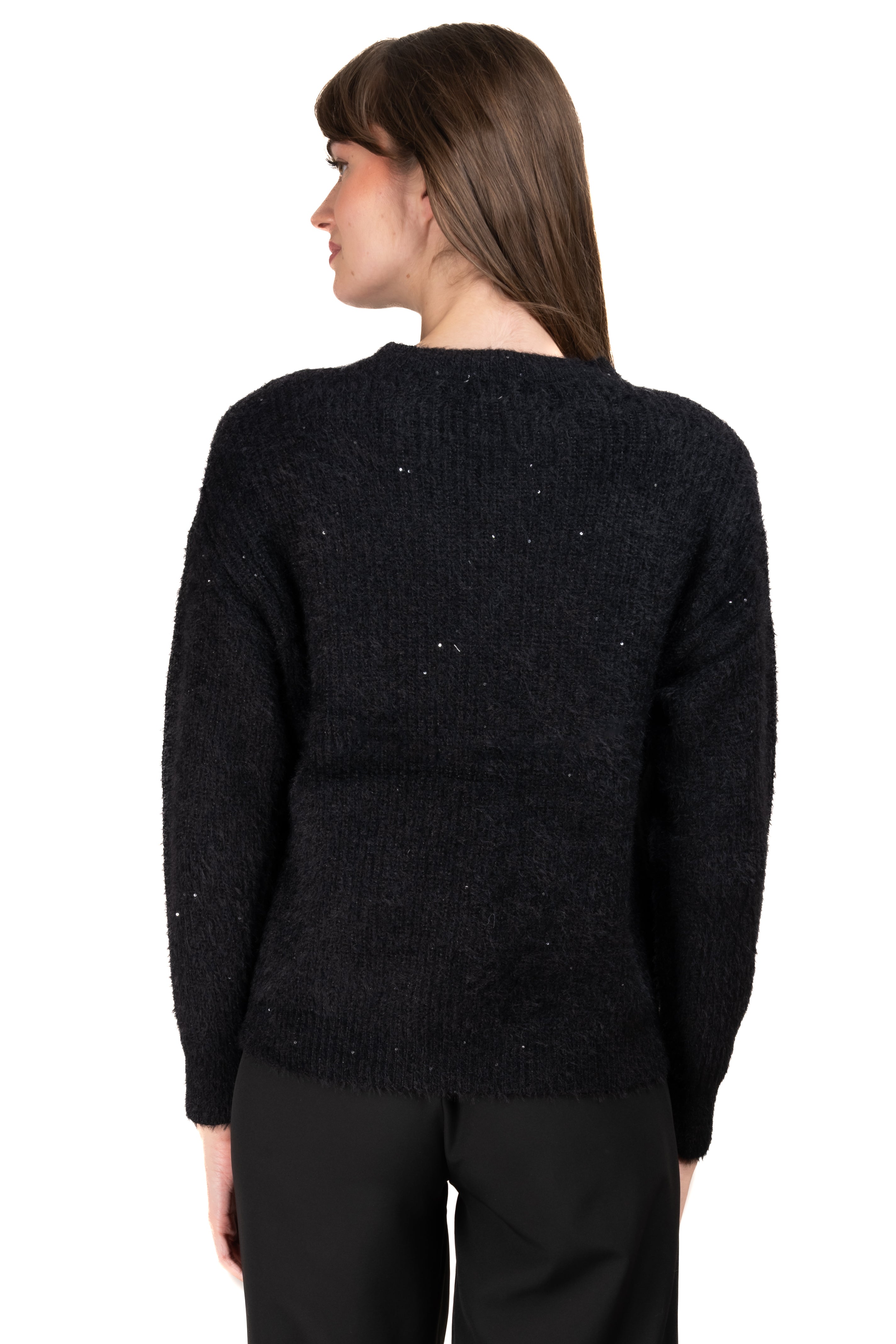 Soft tissue sweater sequin BLACK