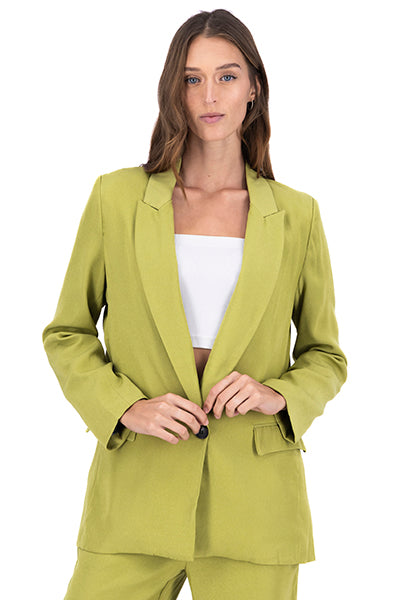 Blazer Boton Detalle Mangas VERDE