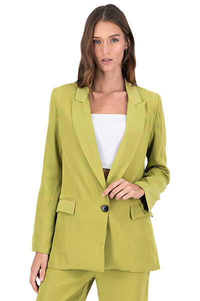 Blazer Boton Detalle Mangas VERDE