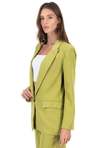 Blazer Boton Detalle Mangas VERDE