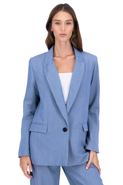 Blazer Boton Detalle Mangas AZUL