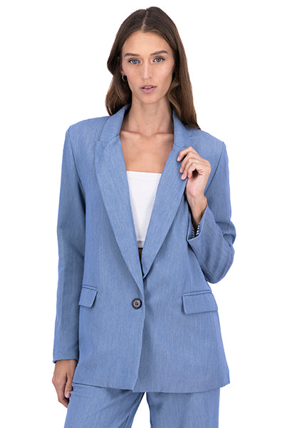 Blazer Boton Detalle Mangas AZUL