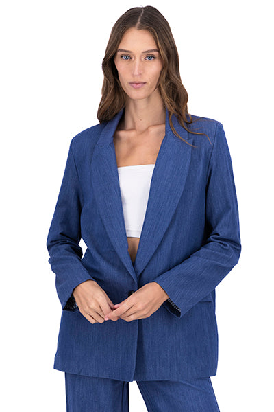 Blazer Boton Detalle Mangas AZUL REY