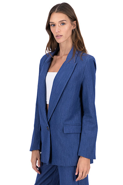 Blazer Boton Detalle Mangas AZUL REY