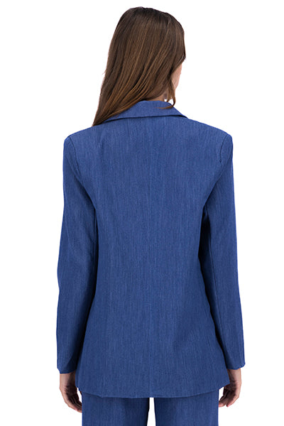 Blazer Boton Detalle Mangas AZUL REY