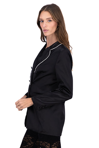 Blazer Satin Detalle Brillos NEGRO