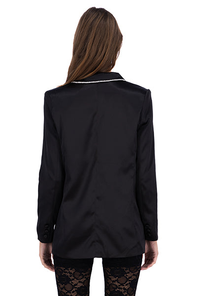 Blazer Satin Detalle Brillos NEGRO