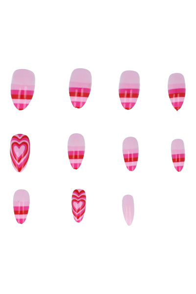 SET NAILS 12 hearts PINK