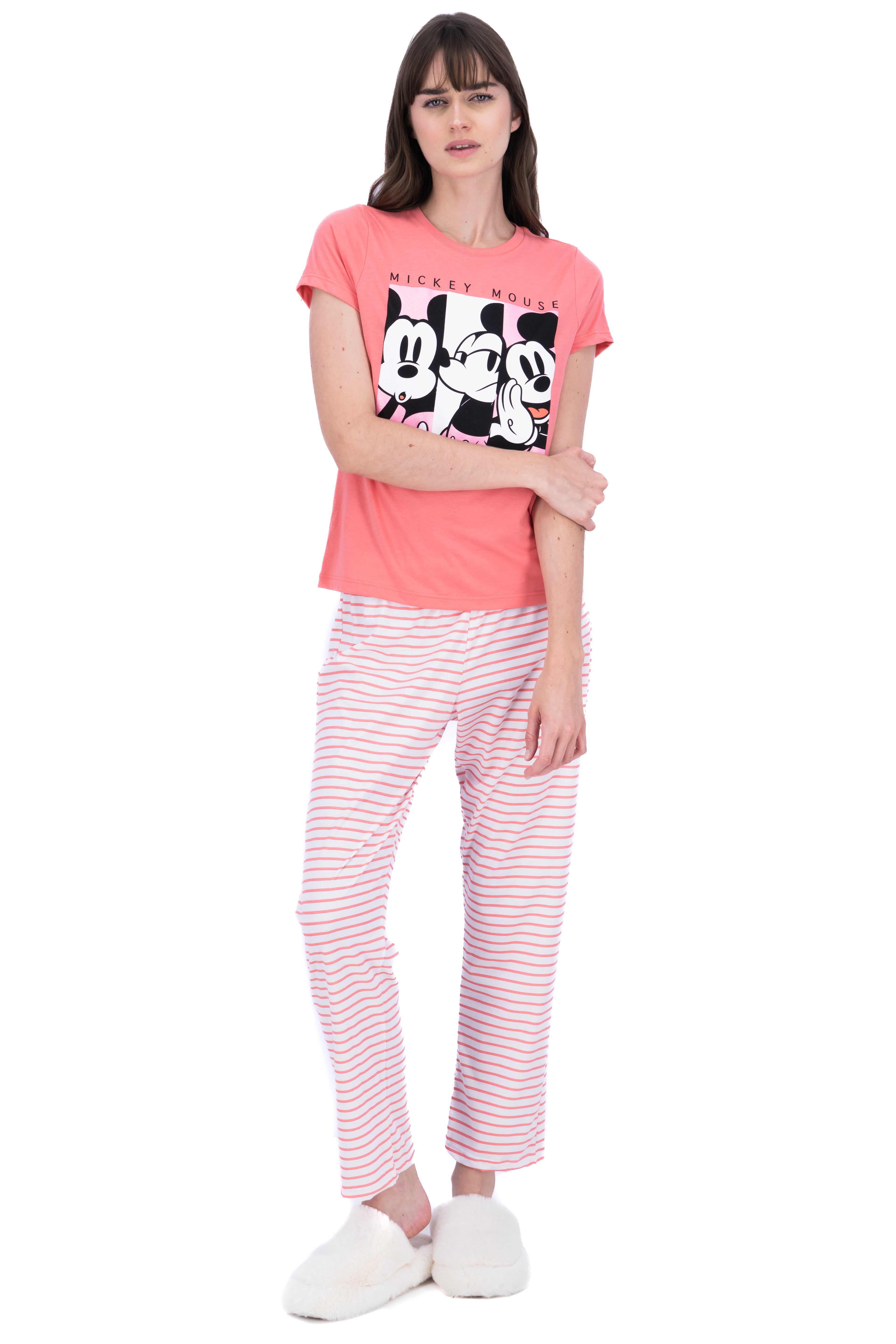 Pijama mickey rayas CORAL