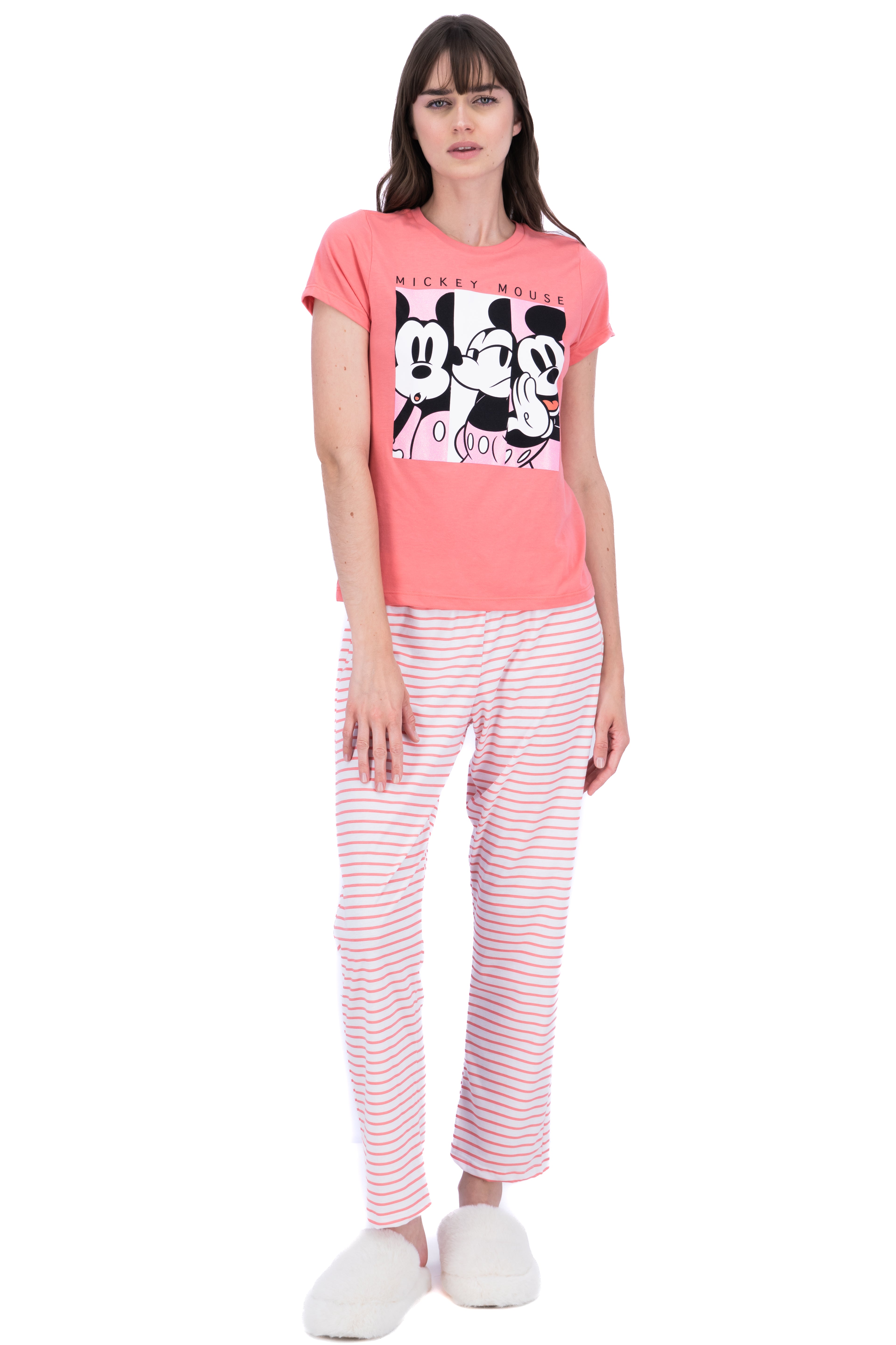 Pijama mickey rayas CORAL