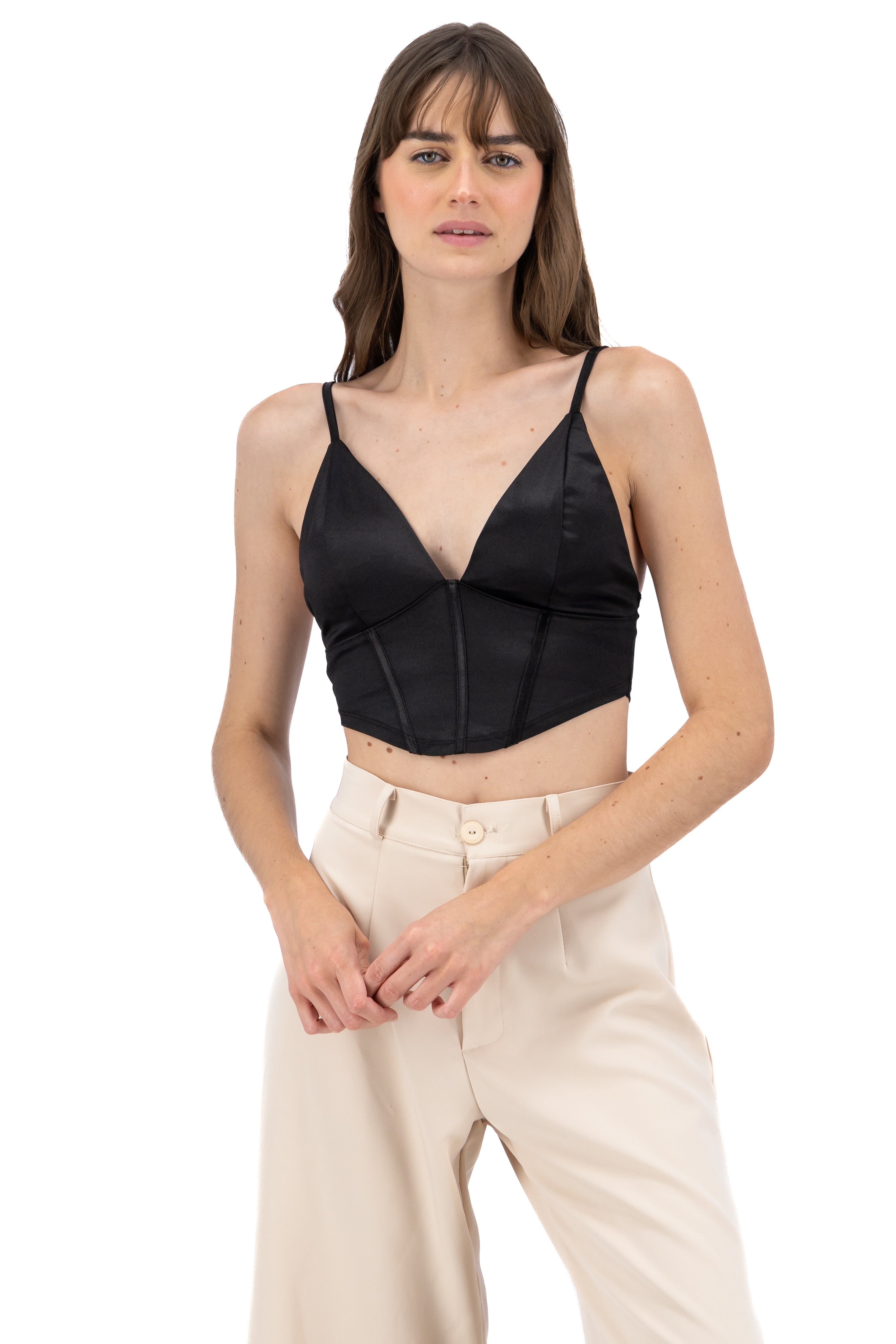 Corset Cropped with smooth glasses BLACK