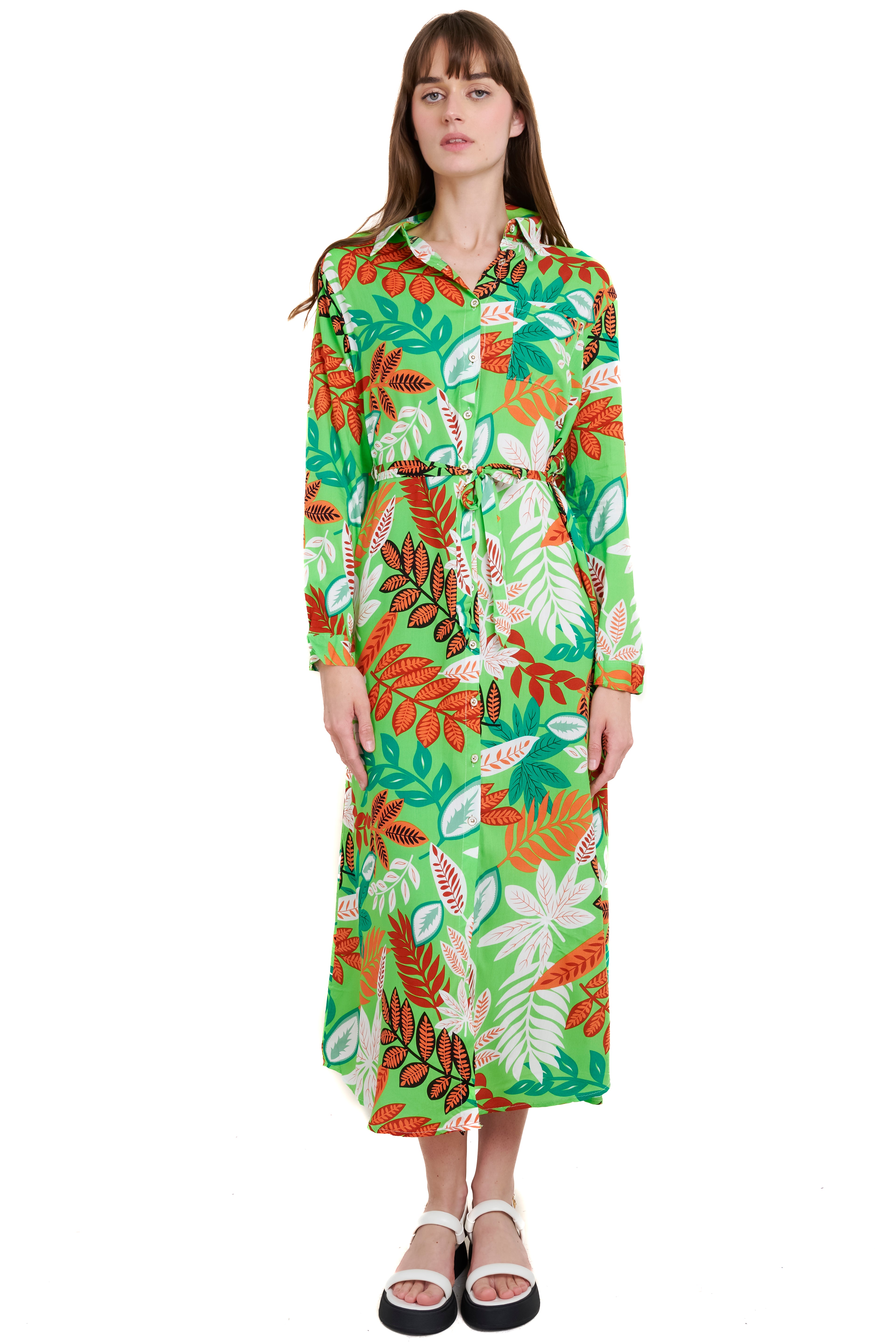 Printed shirt dress GREEN