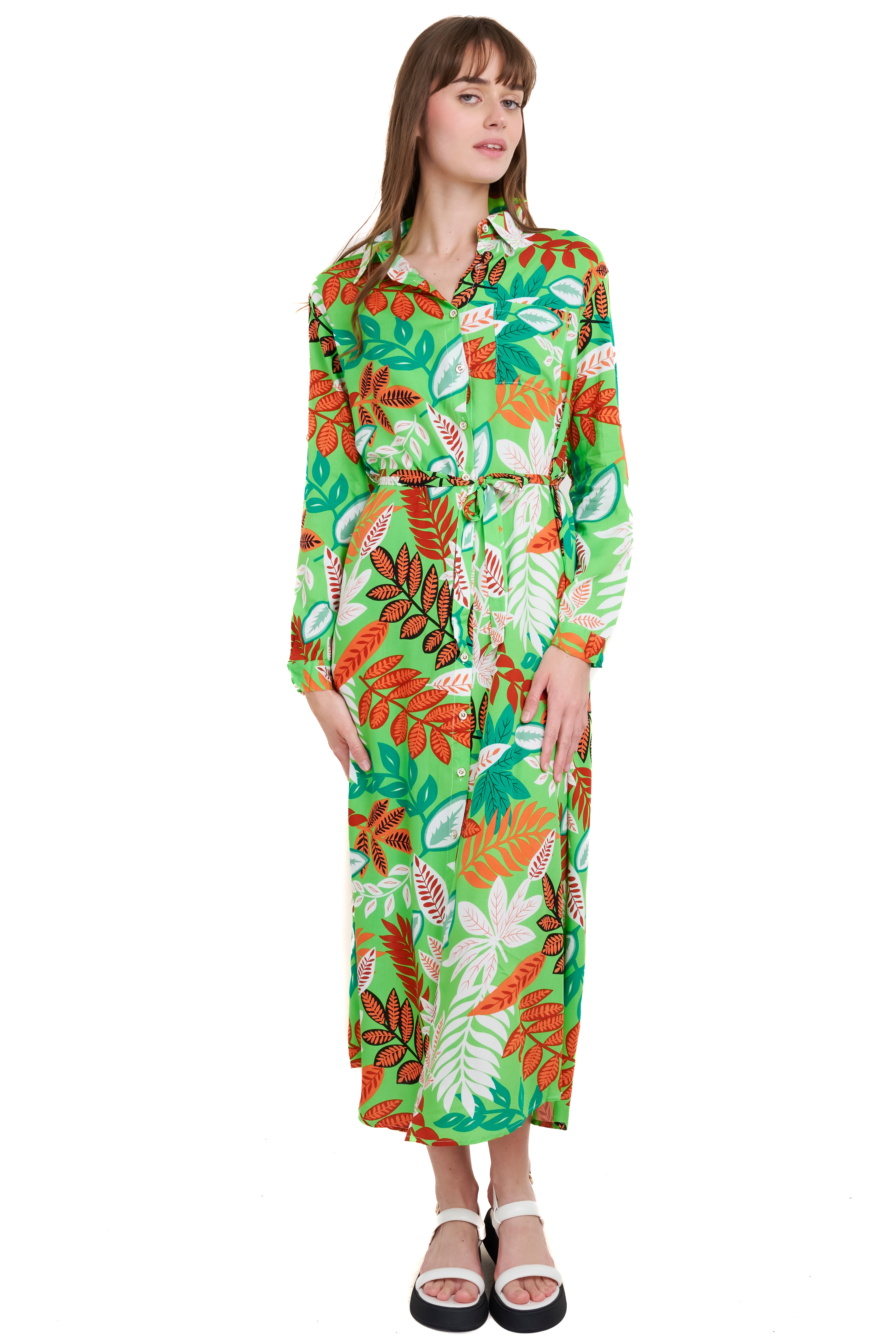 Printed shirt dress GREEN