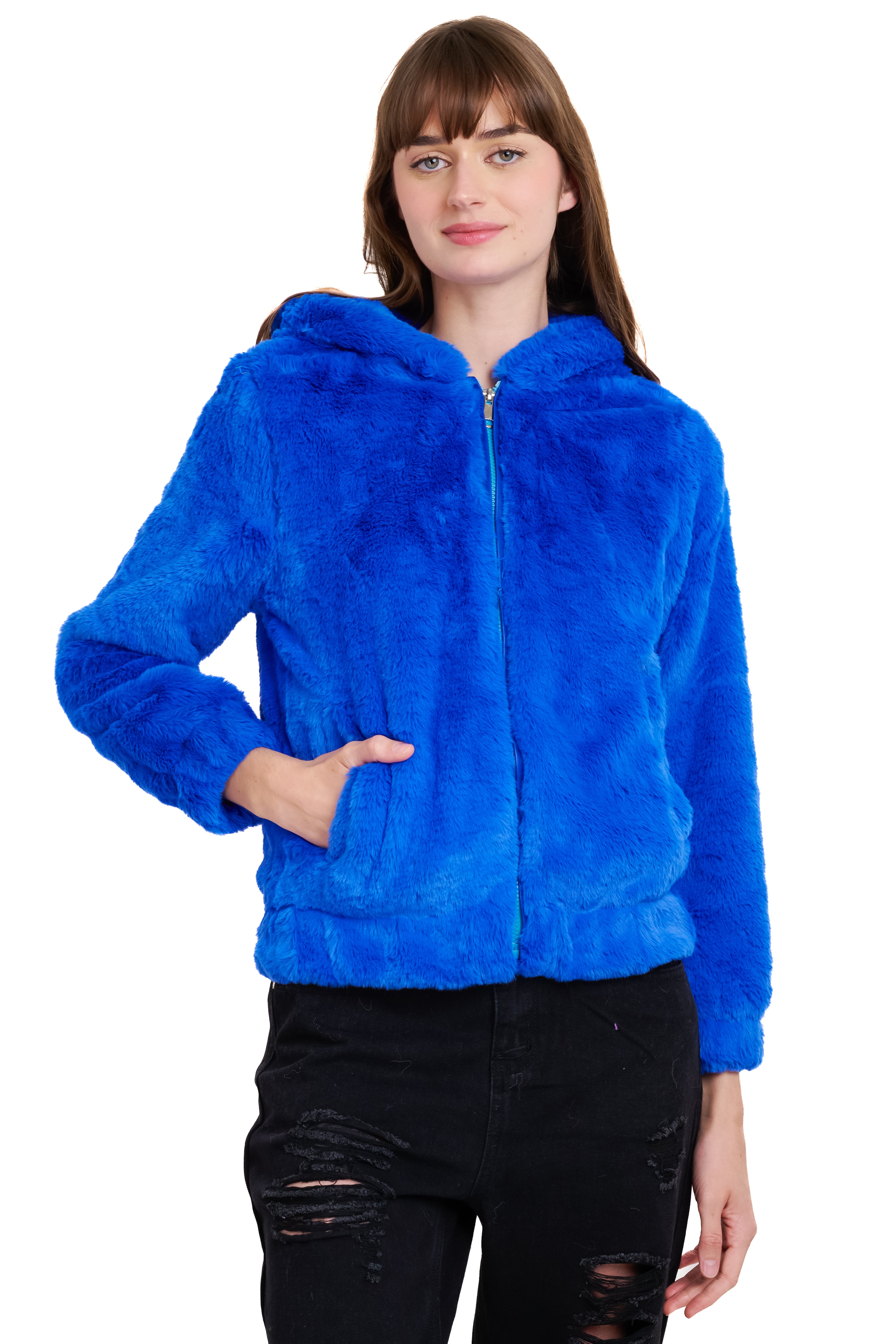 Peluche jacket Detail closure BLUE