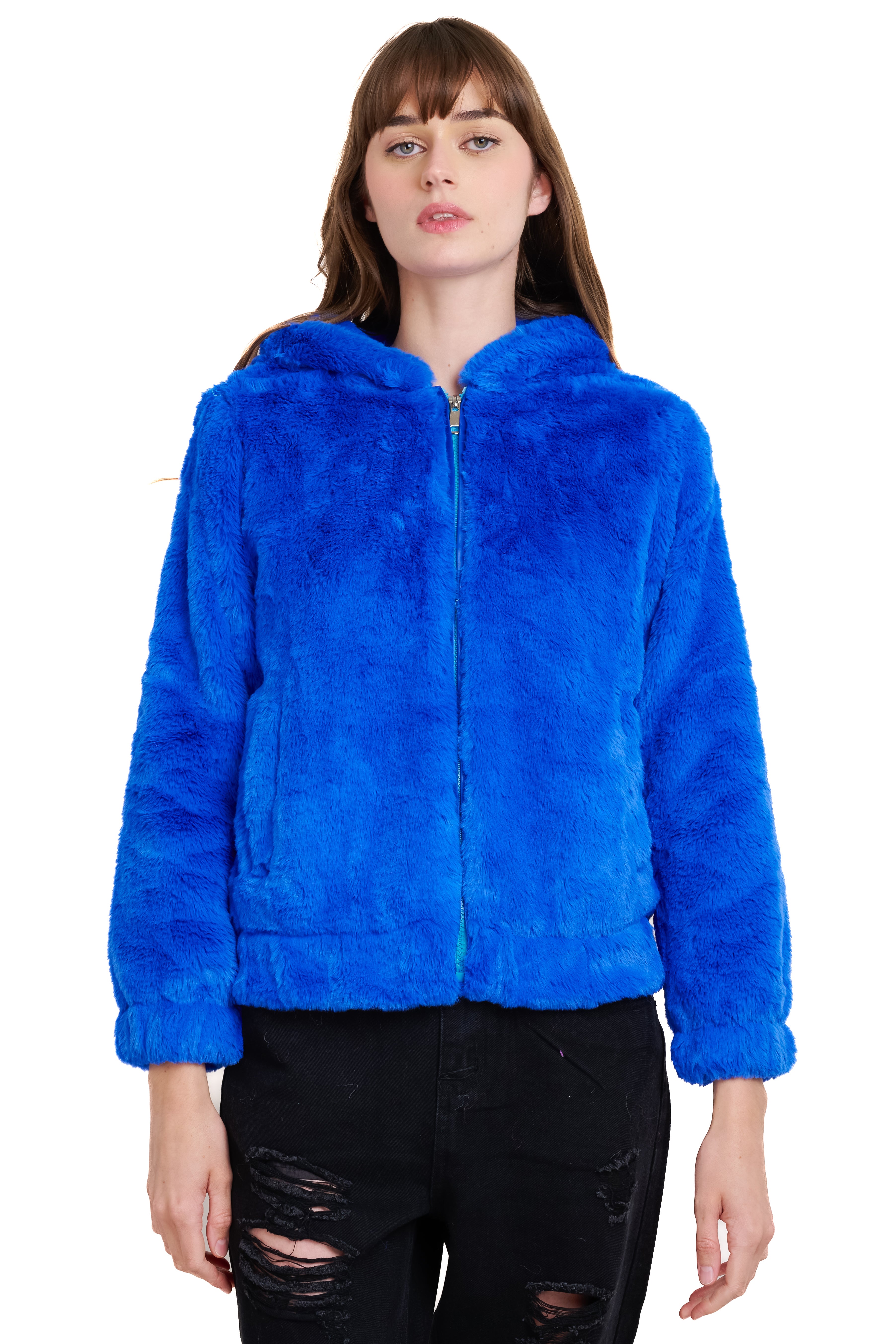 Peluche jacket Detail closure BLUE