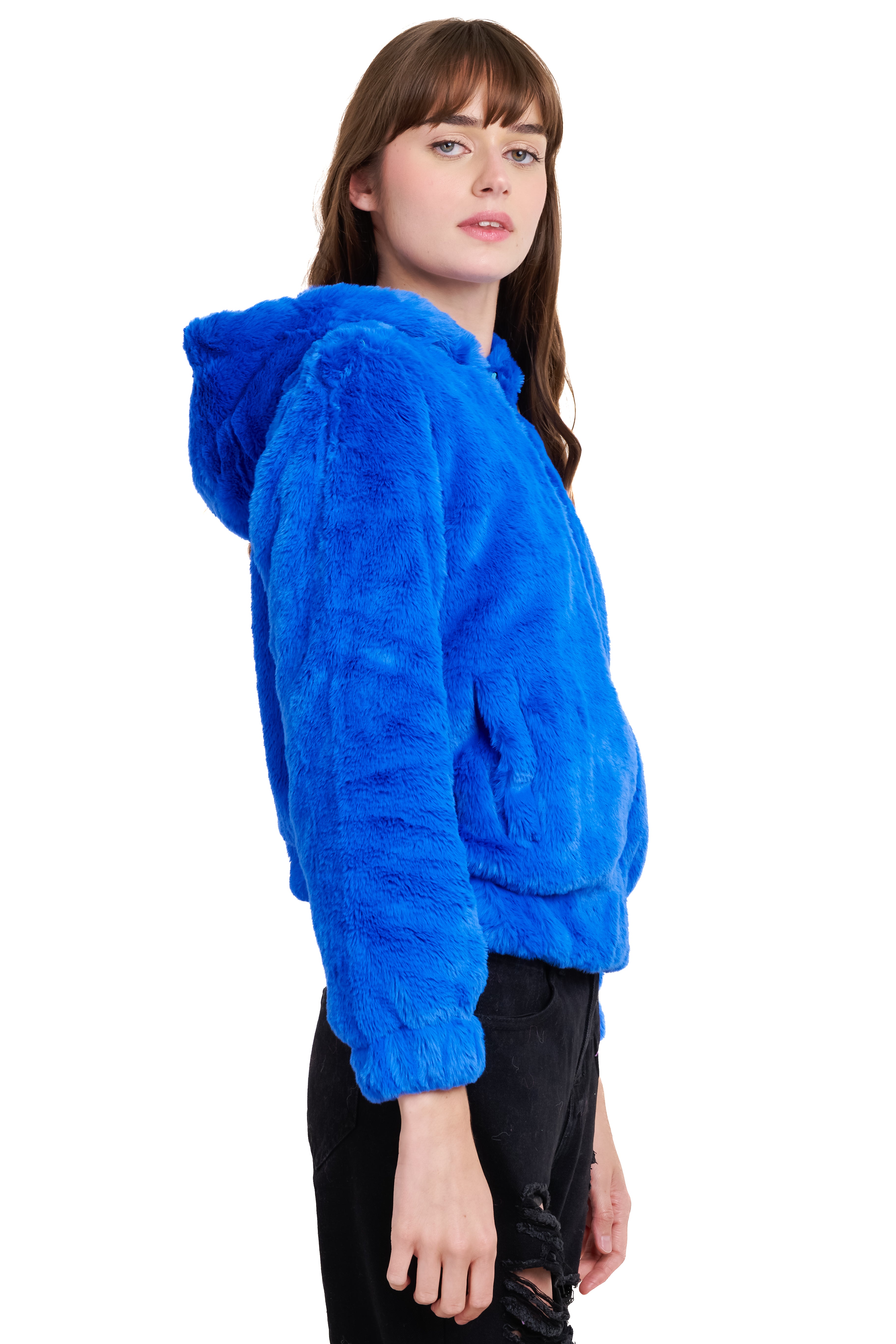 Peluche jacket Detail closure BLUE