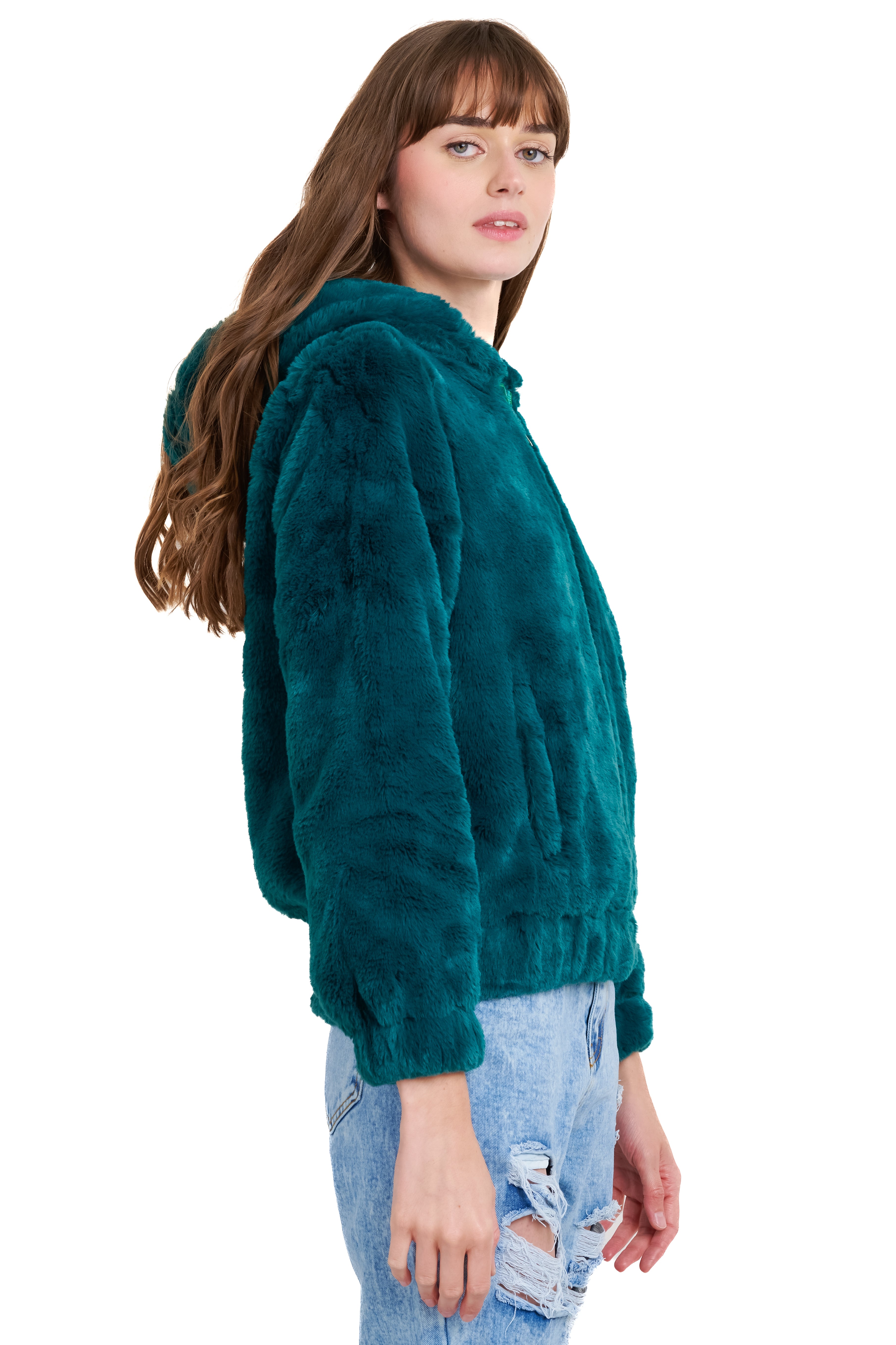 Peluche jacket Detail closure GREEN