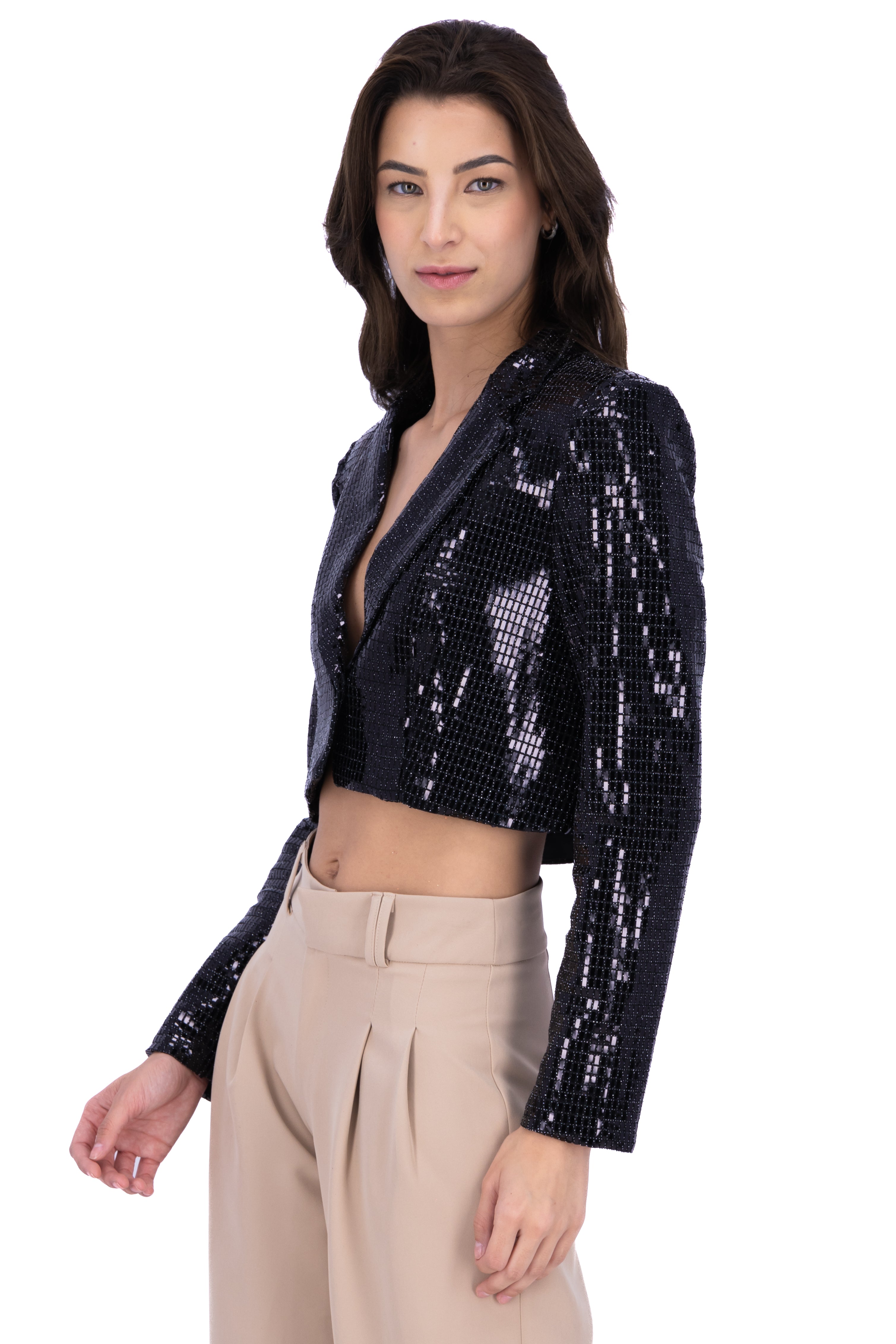 Blazer sequin Cropped BLACK