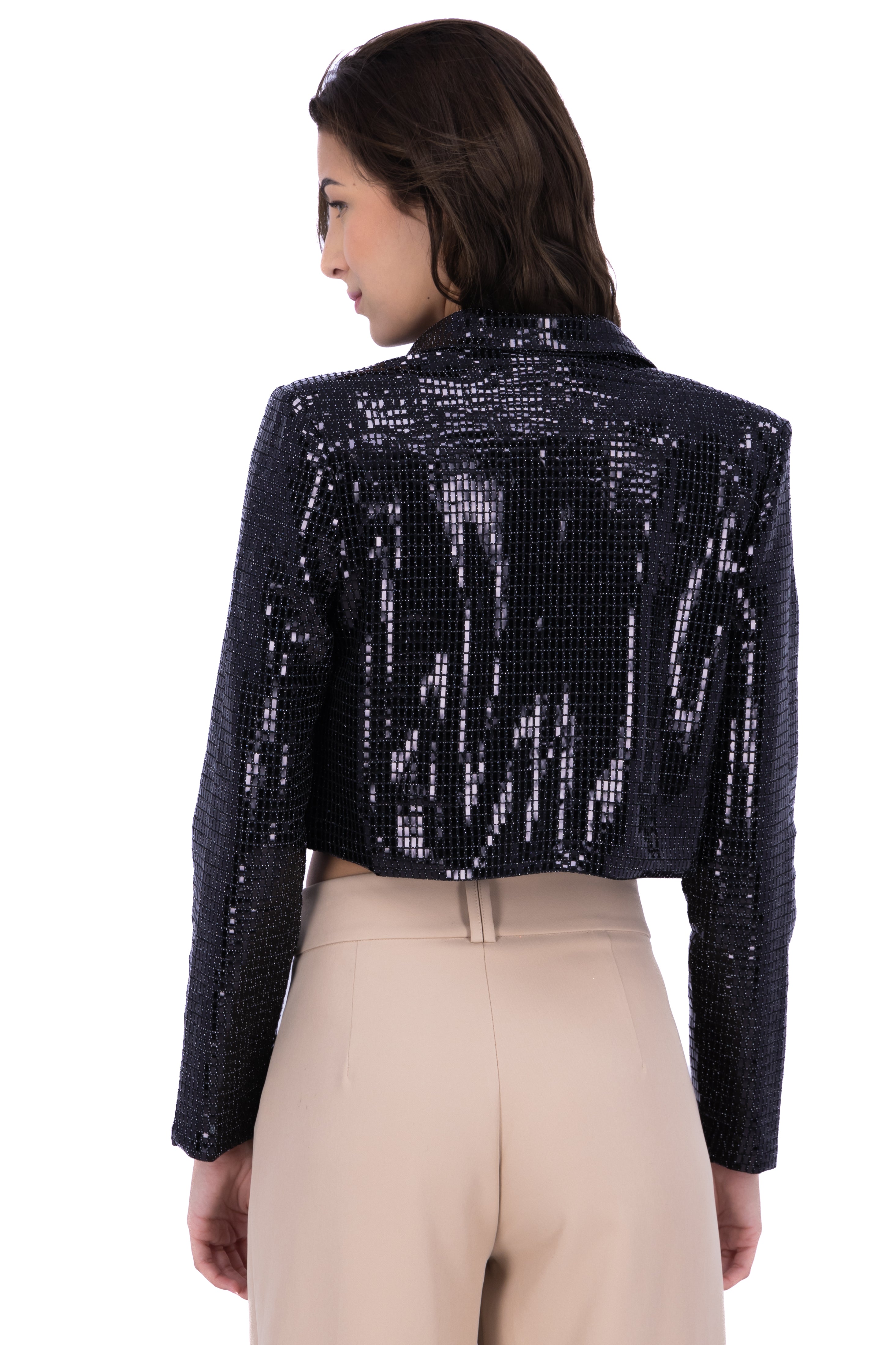 Blazer sequin Cropped BLACK