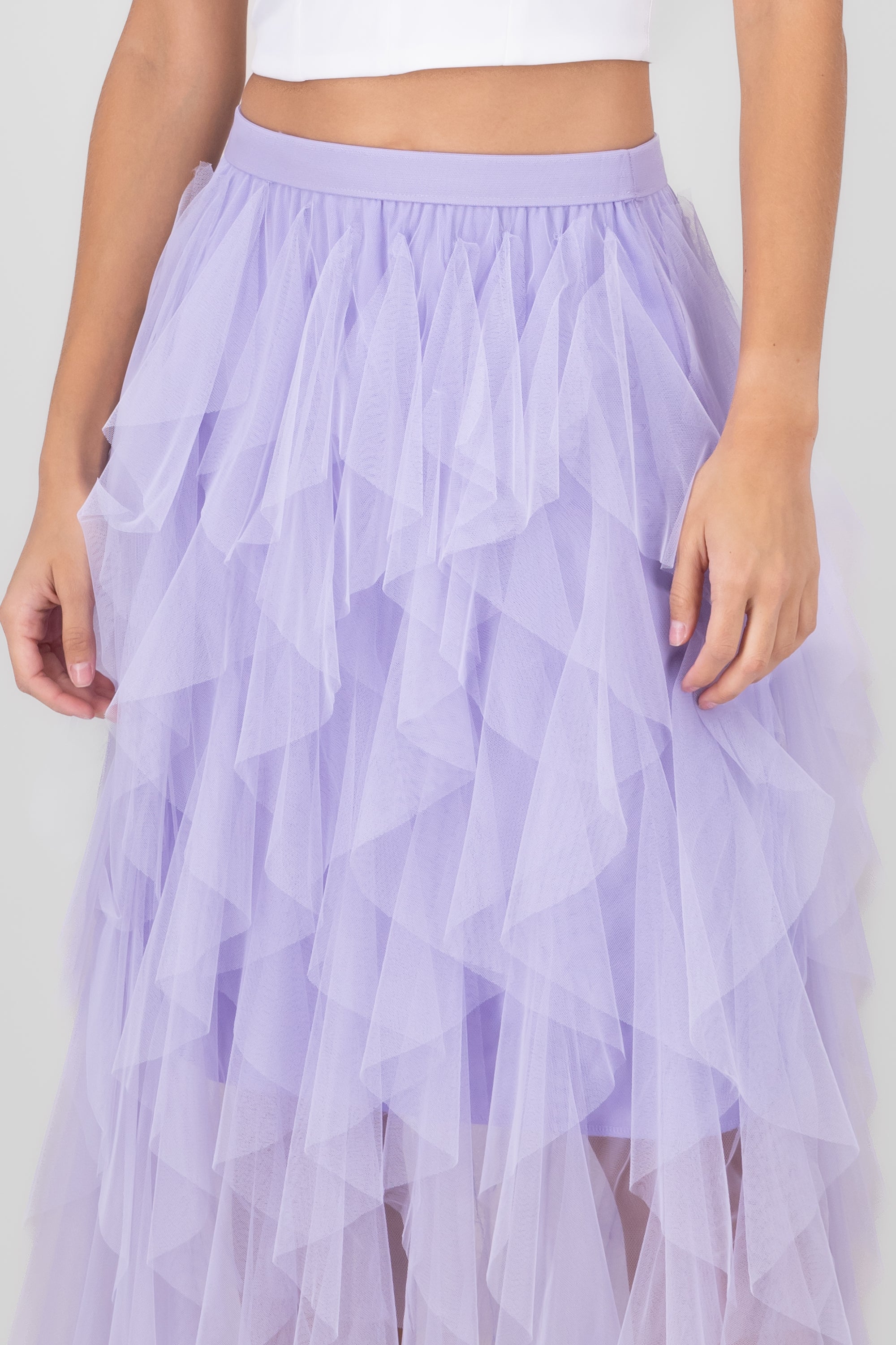 MIDI MESH CASCADA skirt LILAC