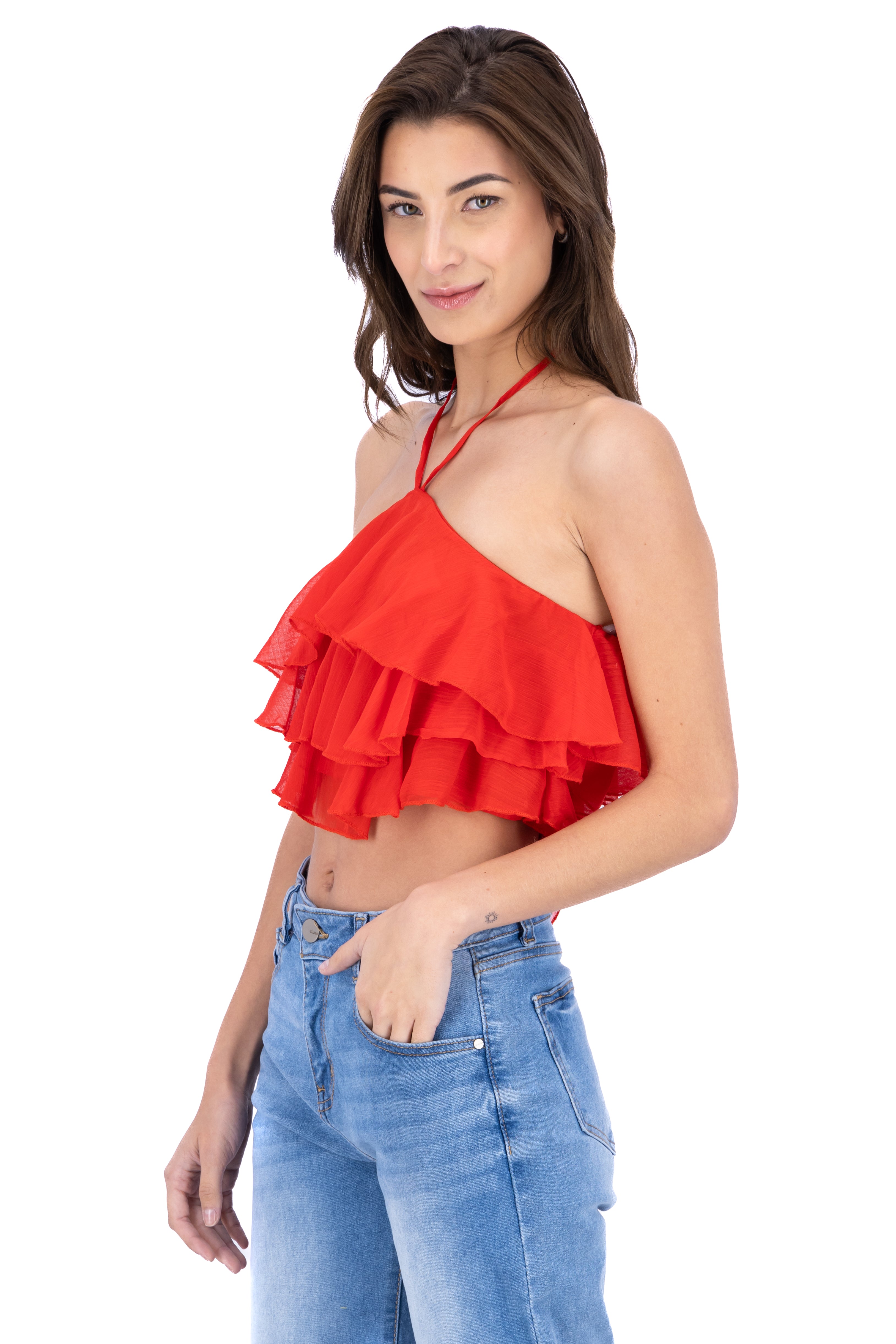 Top Halter Olanes Cascada RED