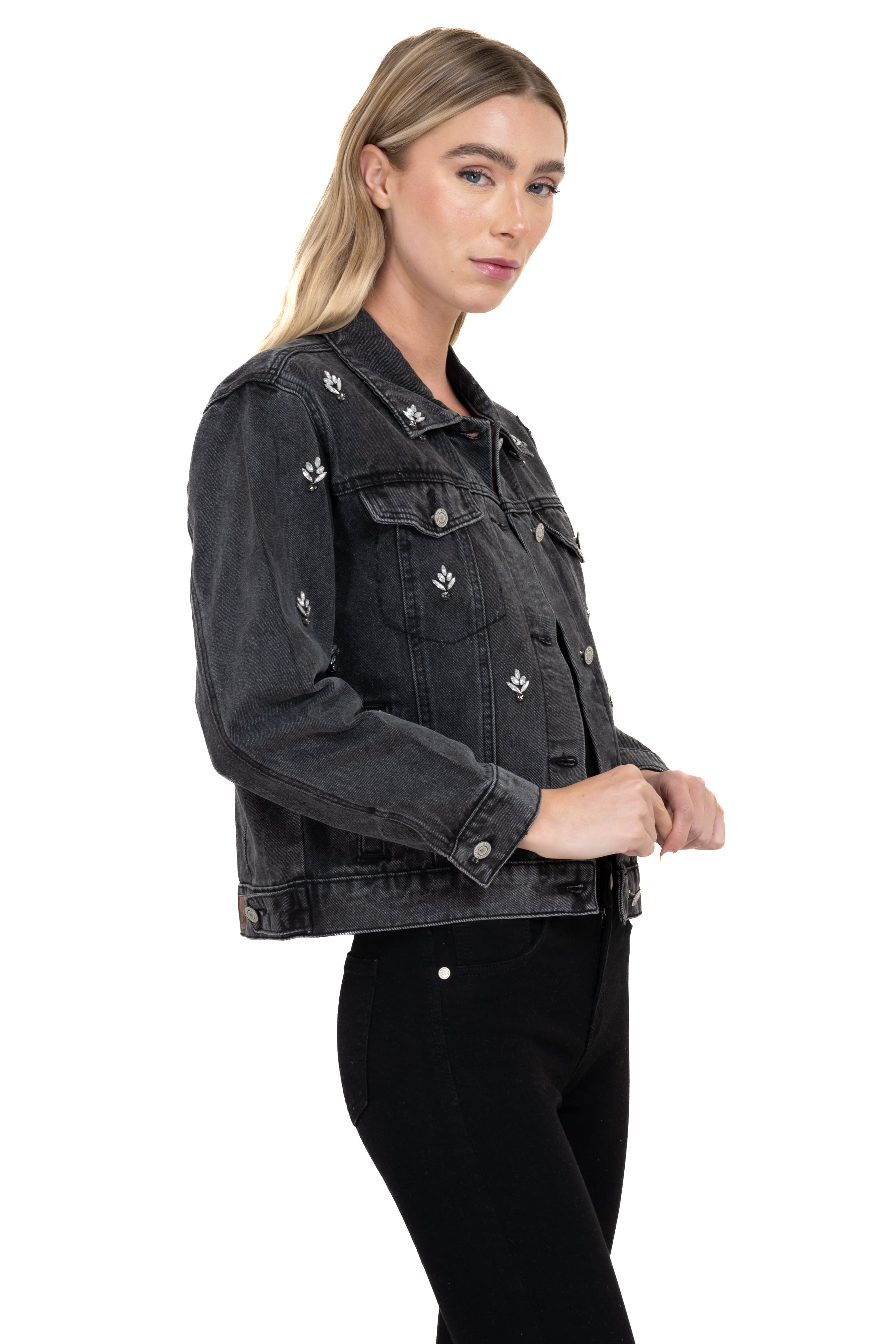 Denim jacket with shine Dark gray