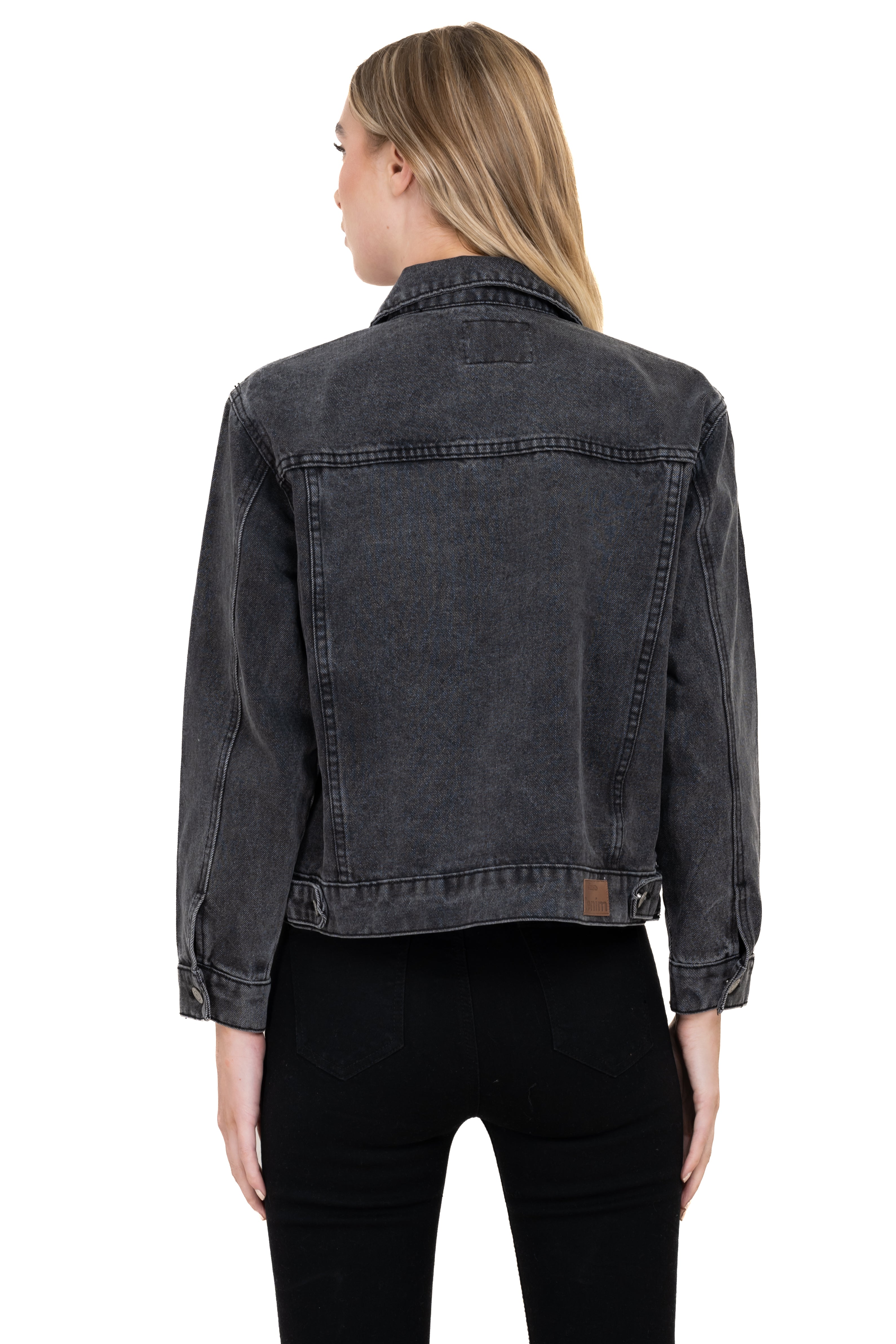 Denim jacket with shine Dark gray