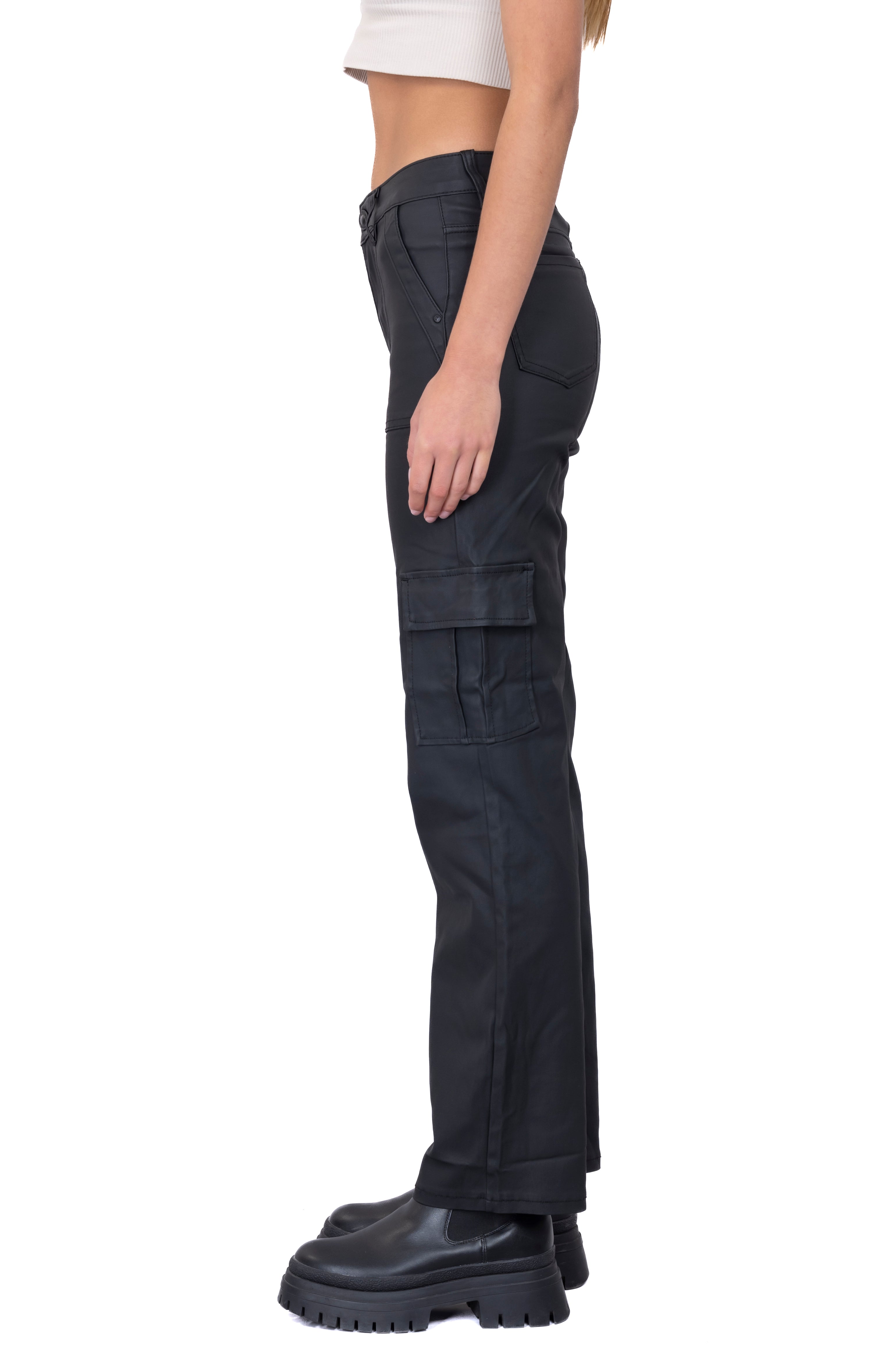 Jeans straight cargo gabardina NEGRO