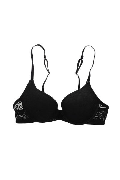 Bra lace flowers BLACK