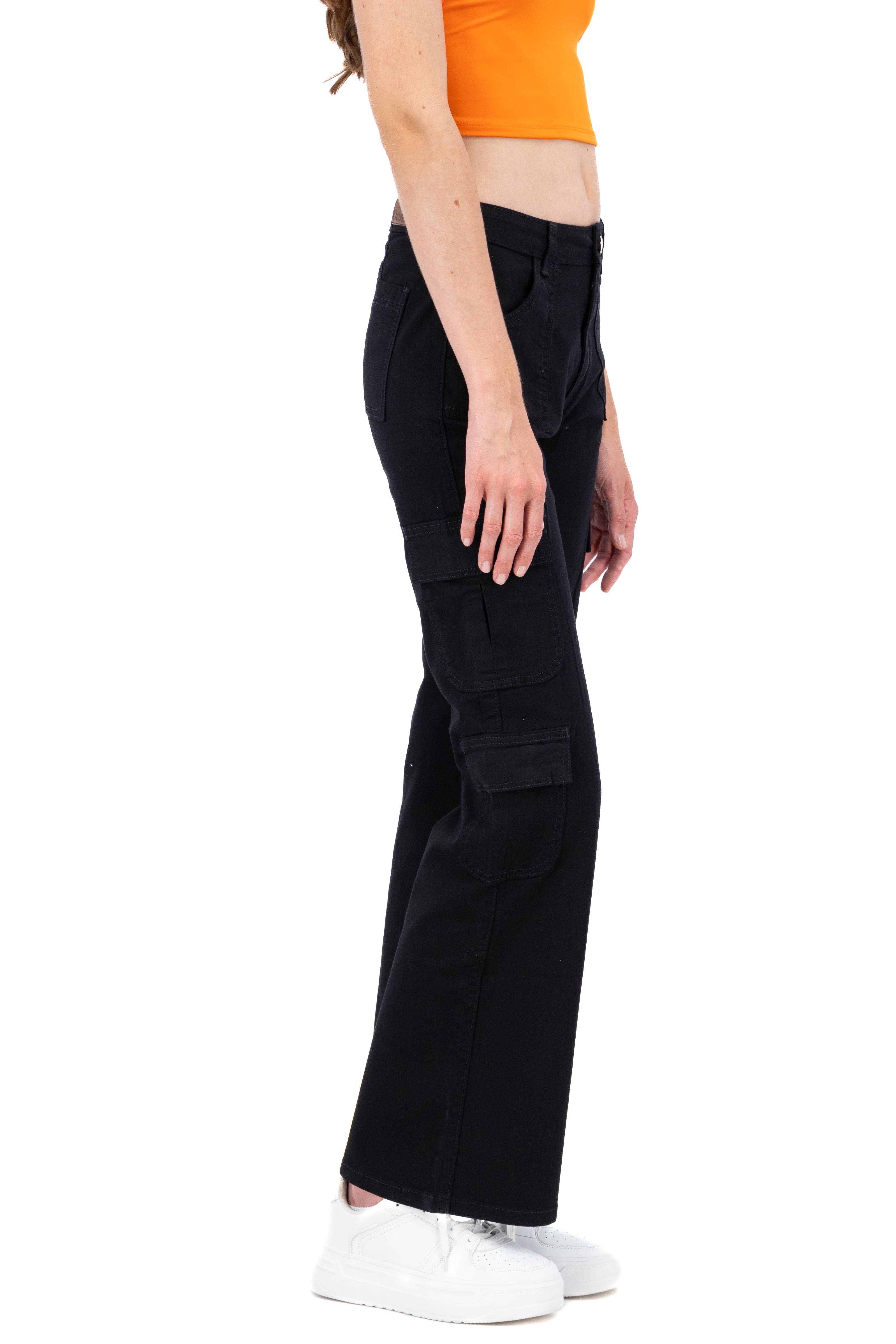 Jeans wide leg bolsillos NEGRO