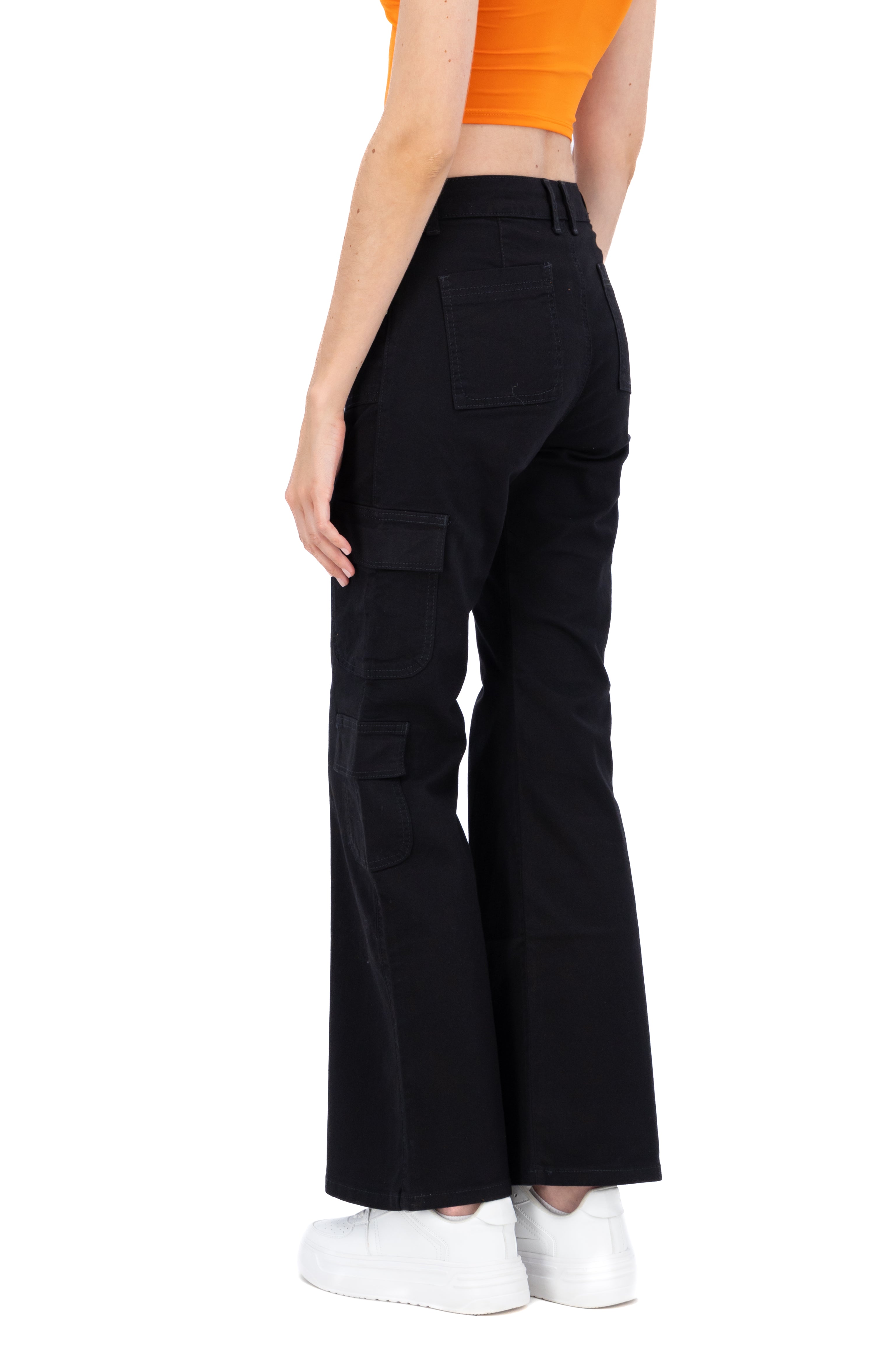 Jeans wide leg bolsillos NEGRO