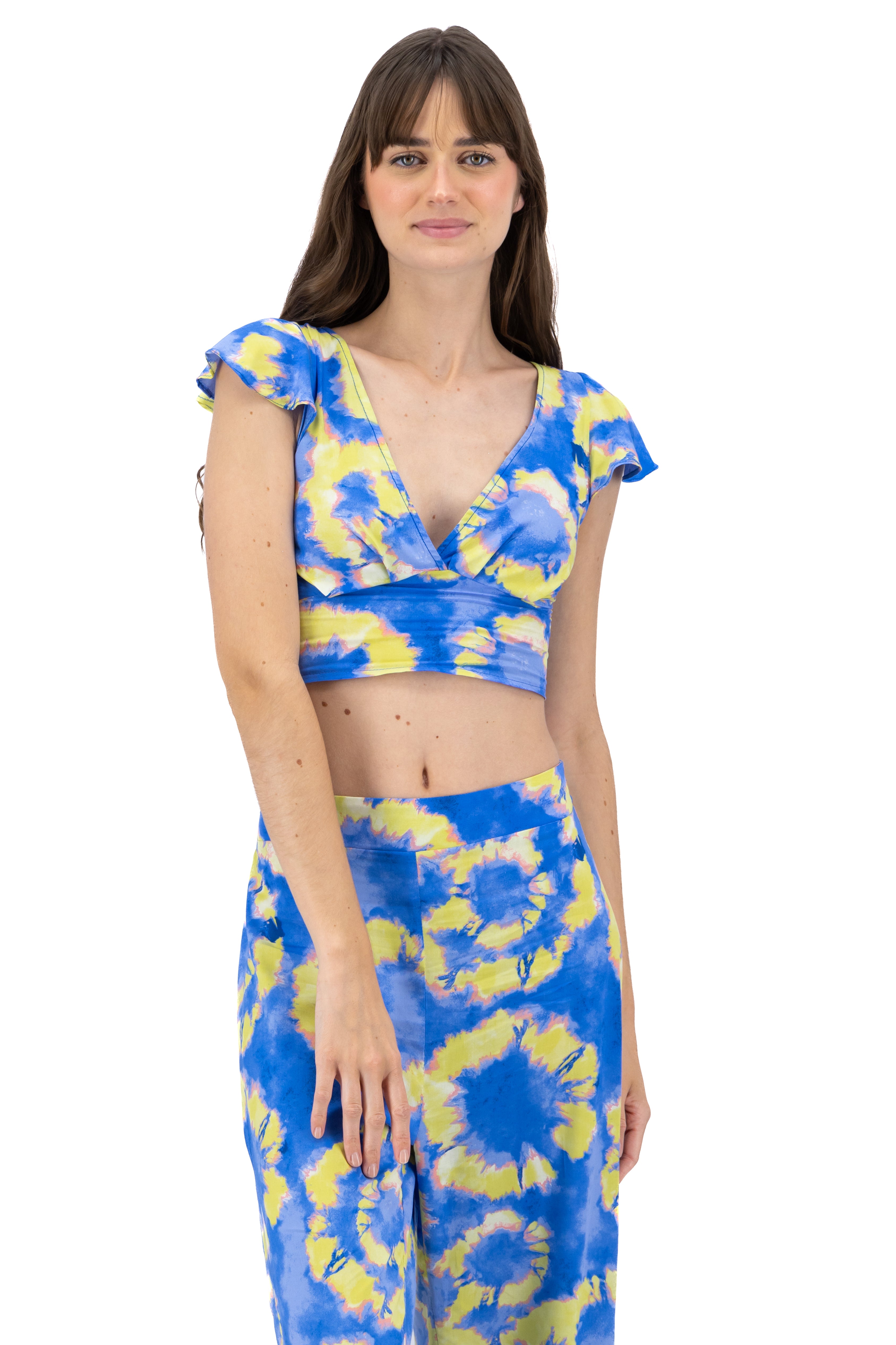 Top crop estampado tie dye AZUL COMBO