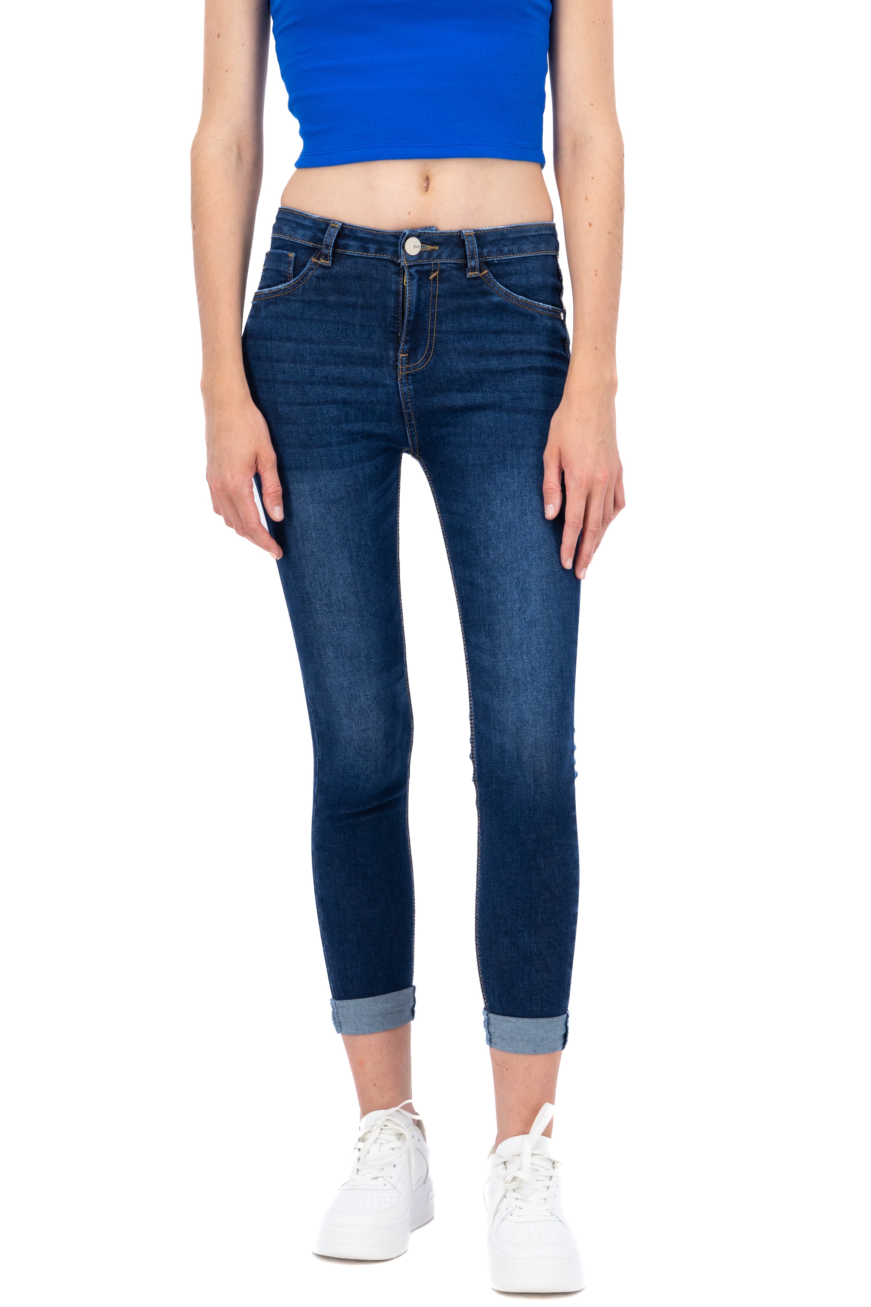 Jeans skinny dobladillo DARK WASH