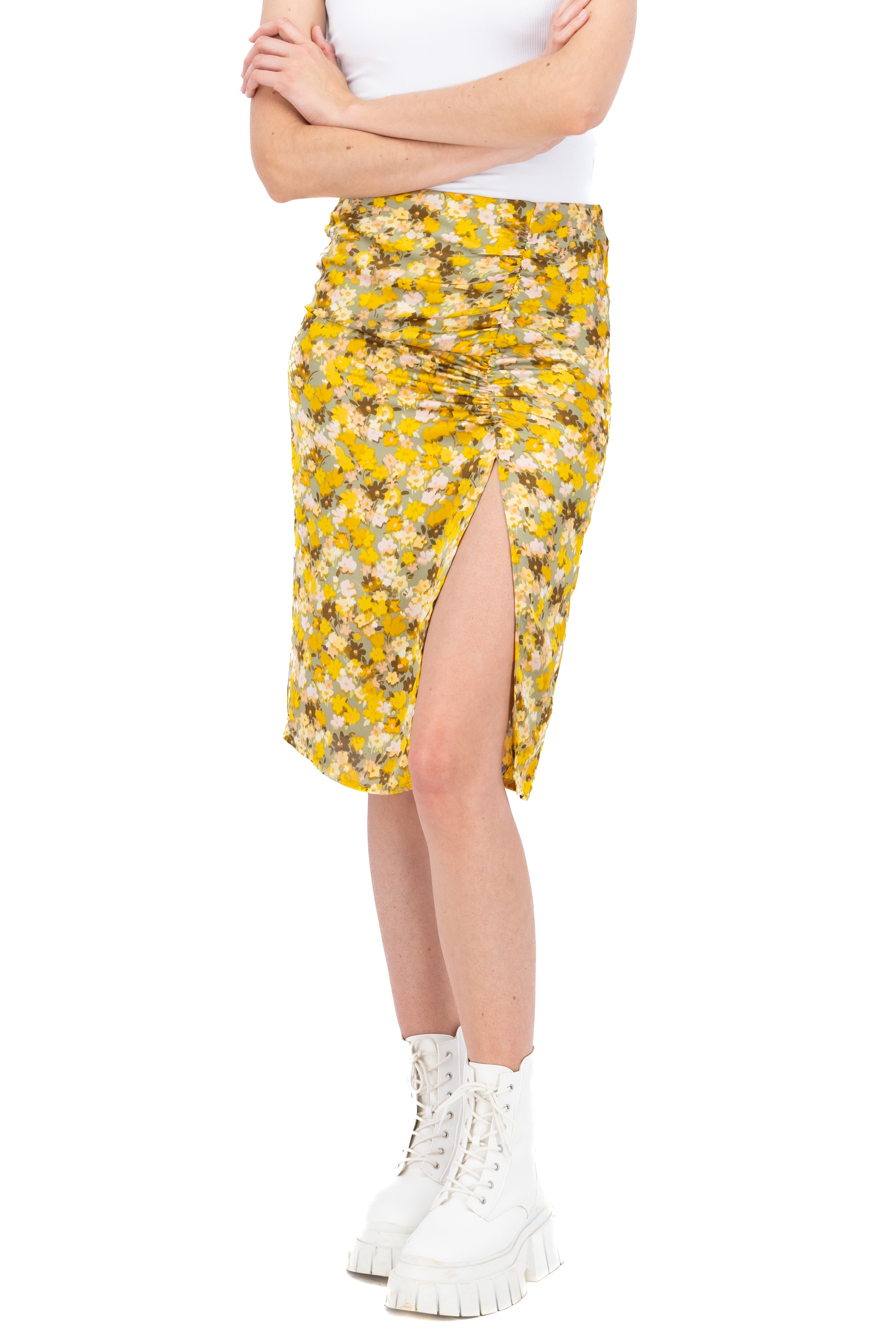 Midi skirt opening Combo yellow