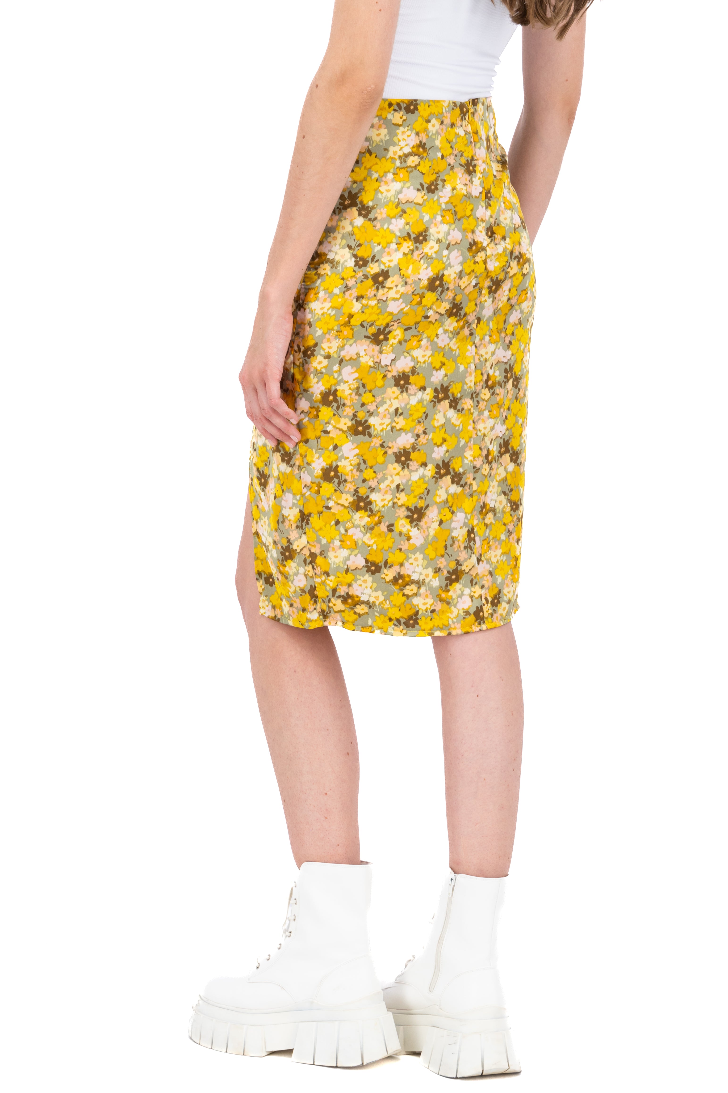 Midi skirt opening Combo yellow