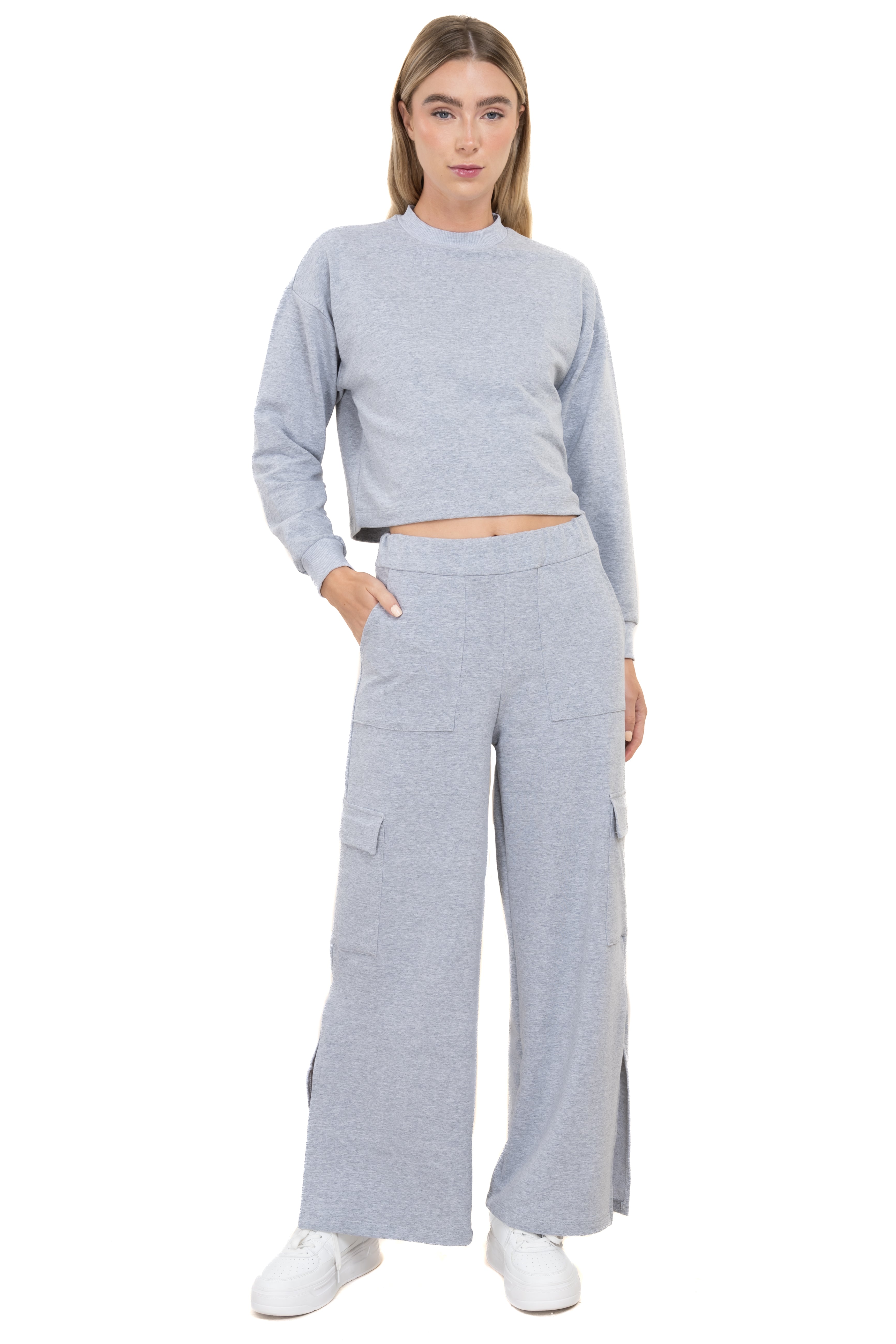 Pants liso bolsillos solapa GRIS