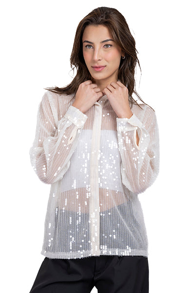 Camisa Lentejuela CREMA
