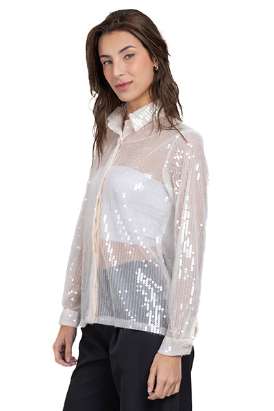 Camisa Lentejuela CREMA