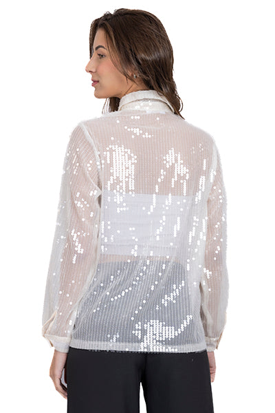 Camisa Lentejuela CREMA