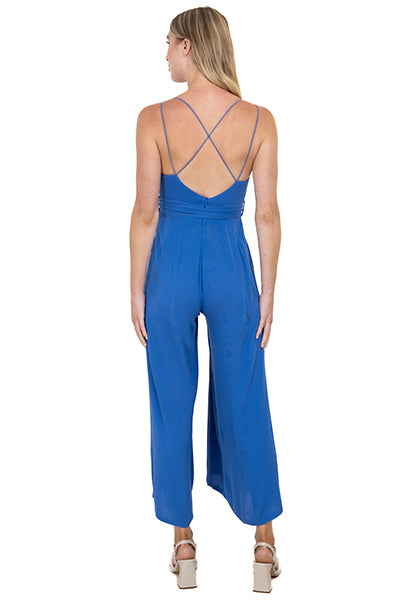 Jumpsuit moños tirantes flores AZUL REY